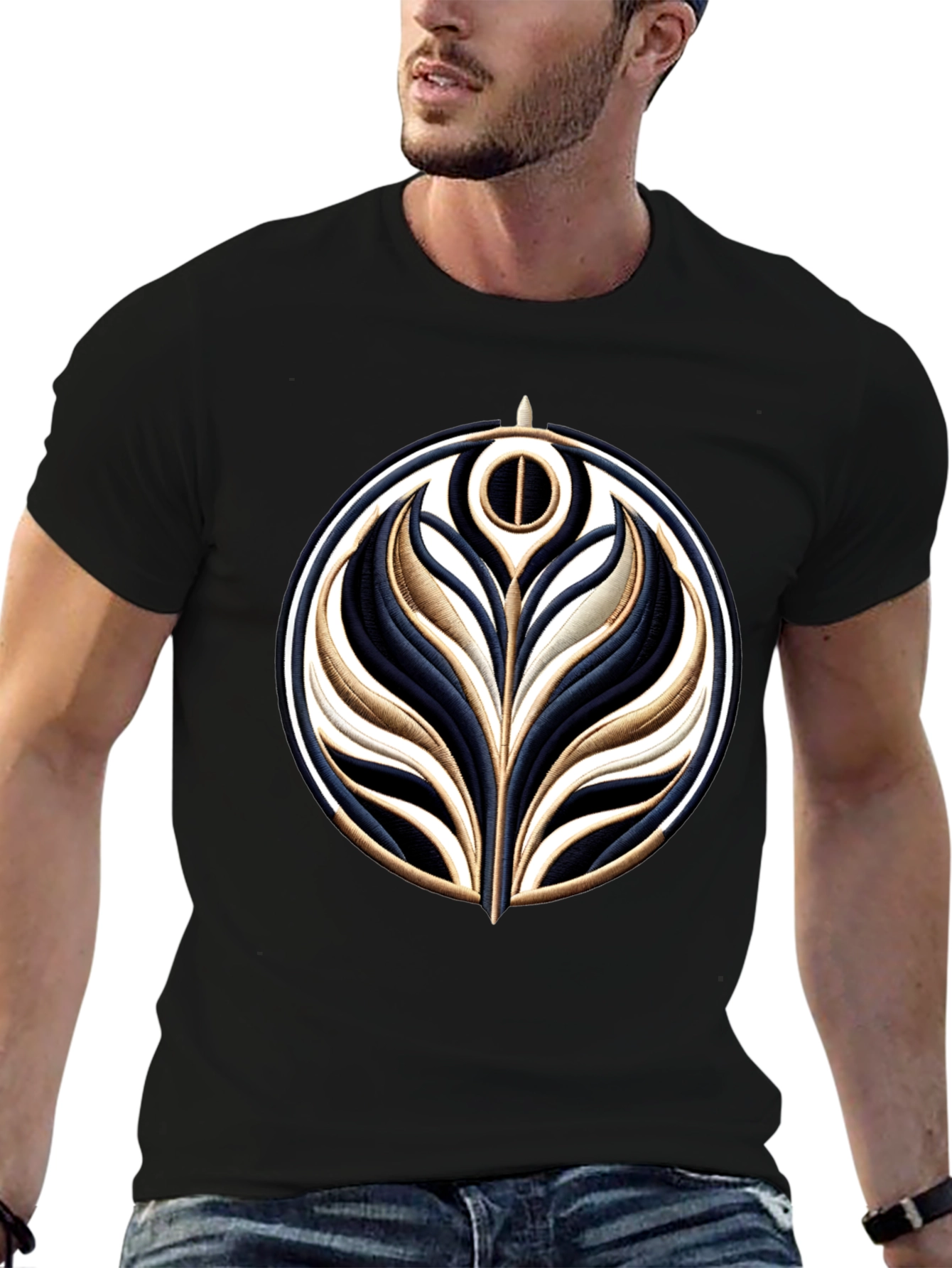 Embroidered Emblem Black T-Shirt