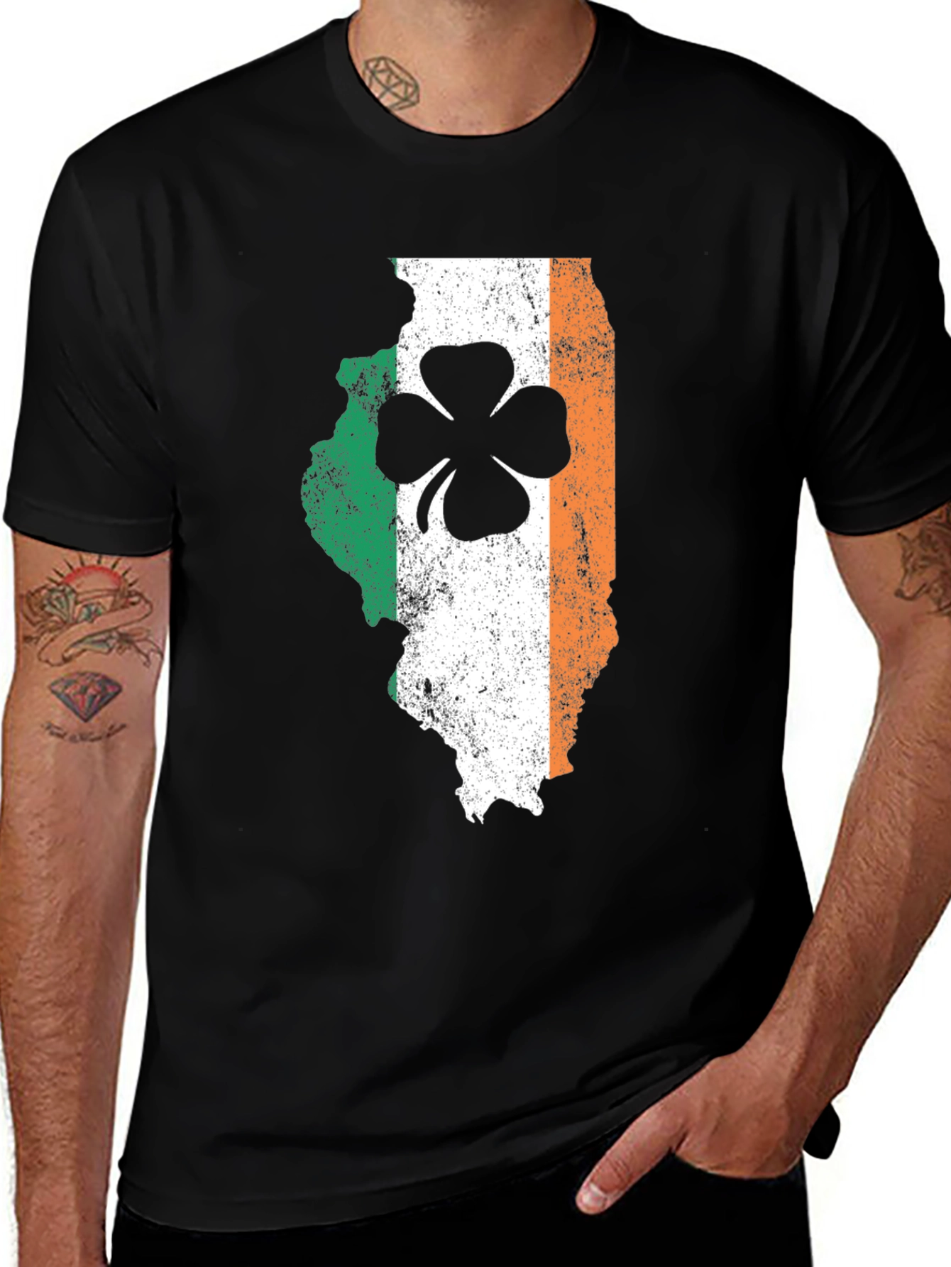 Irish Illinois Shamrock Graphic T-Shirt