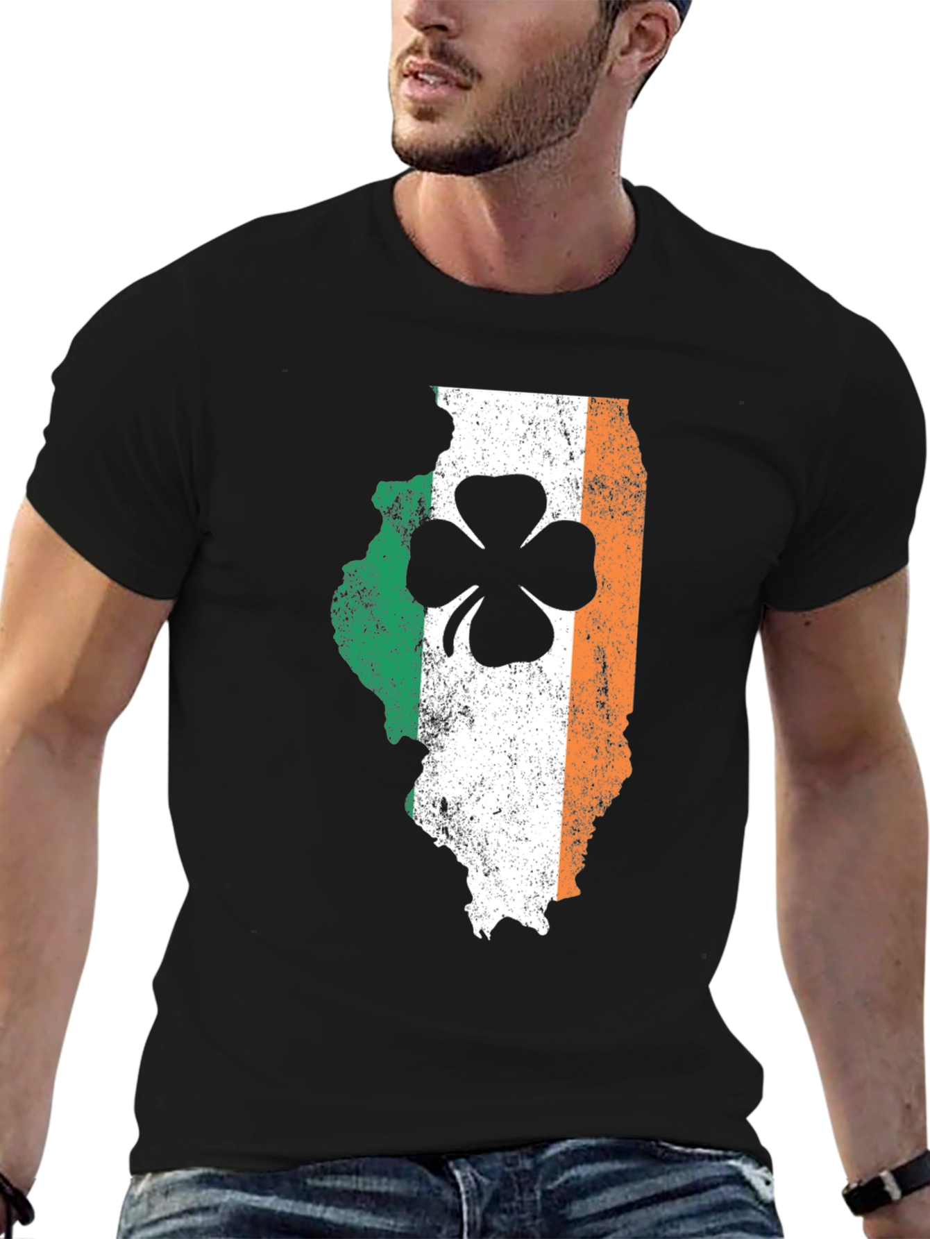 Irish Illinois Shamrock Graphic T-Shirt
