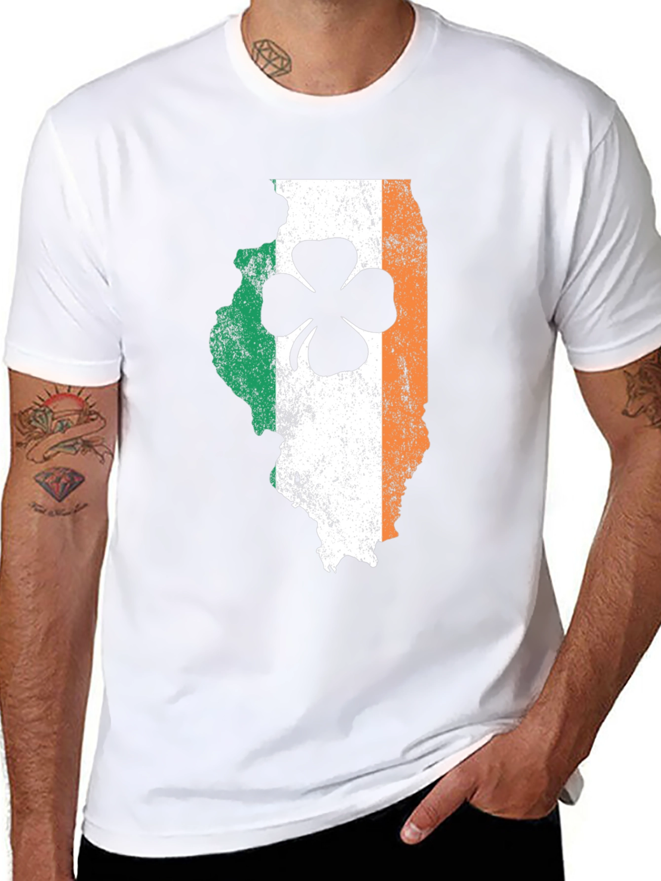 Irish Illinois Shamrock Graphic T-Shirt