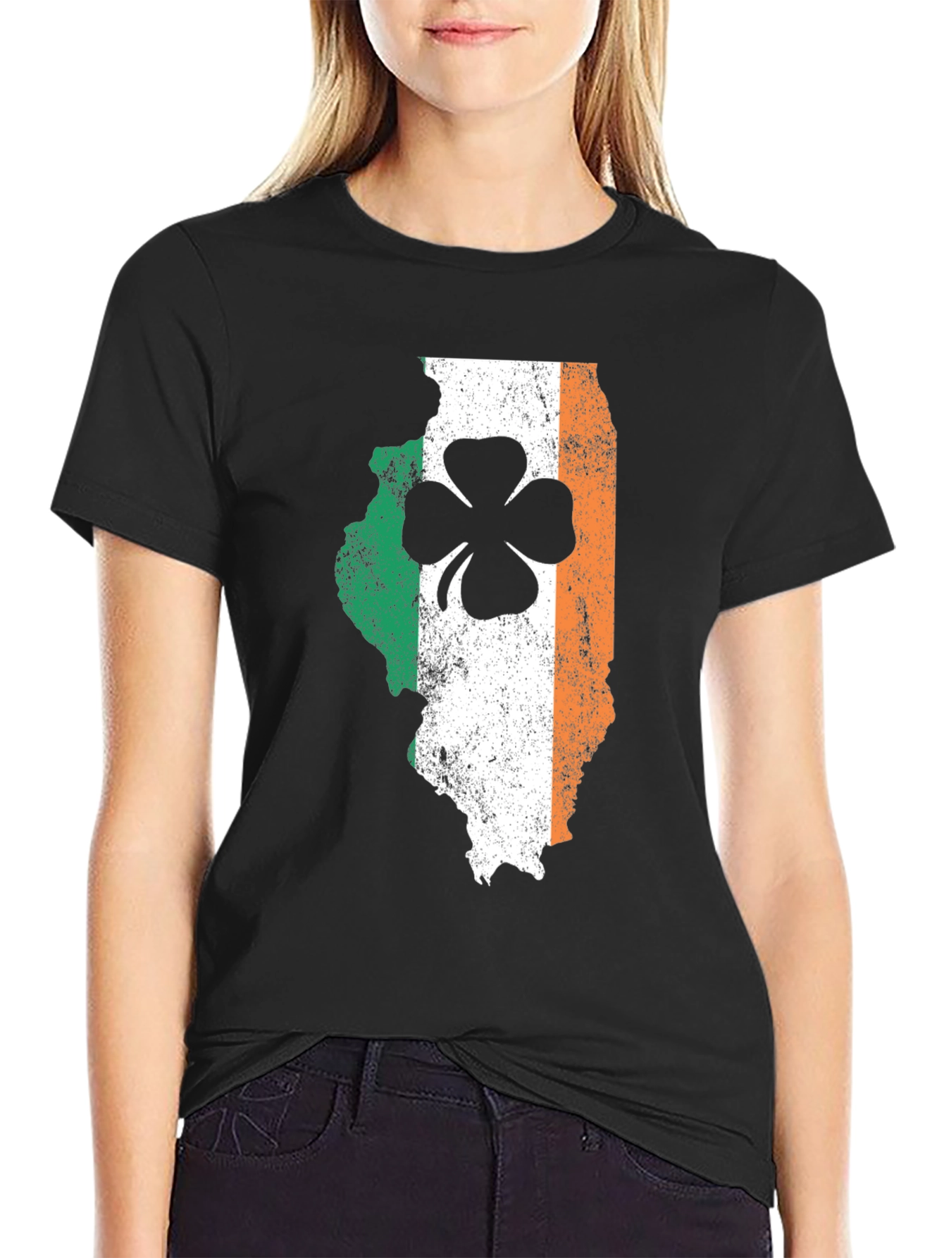 Irish Illinois Shamrock Graphic T-Shirt