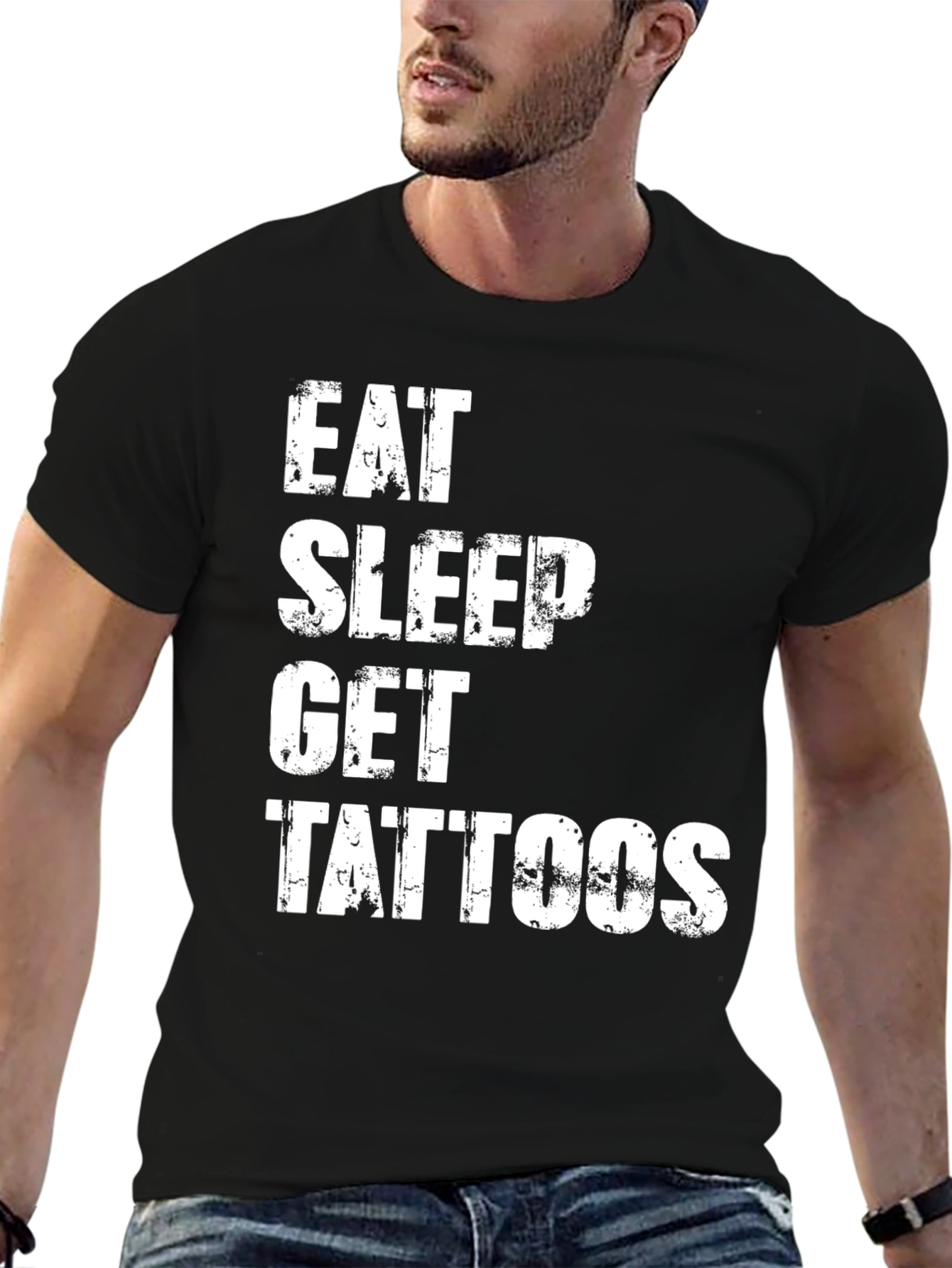 Eat Sleep Get Tattoos Black T-Shirt