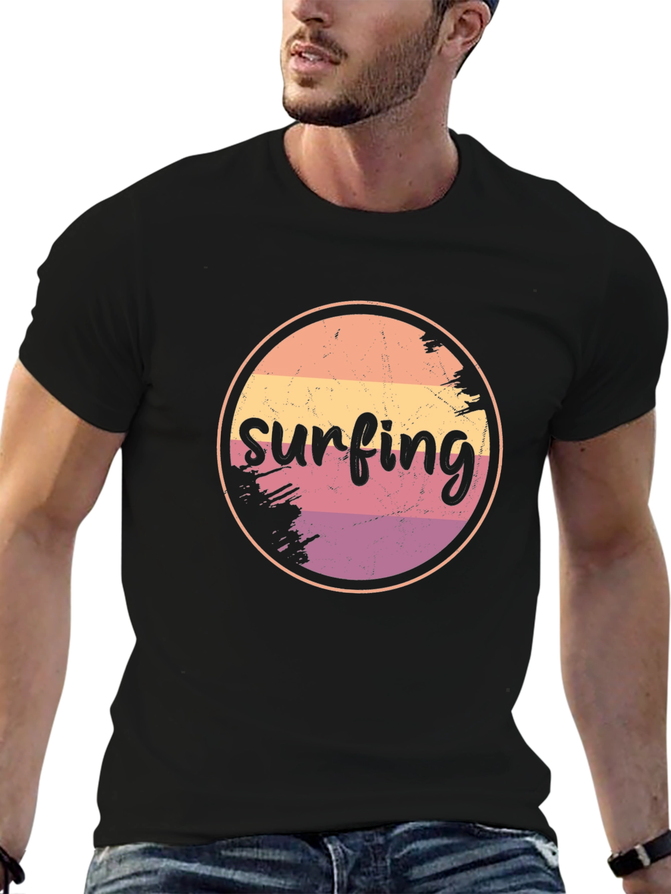 Retro Surfing Graphic T-Shirt