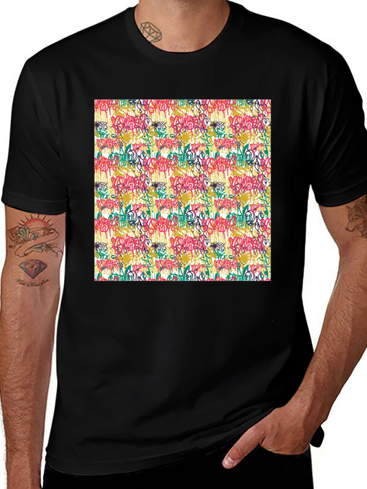 Graffiti Art Print Black T-Shirt