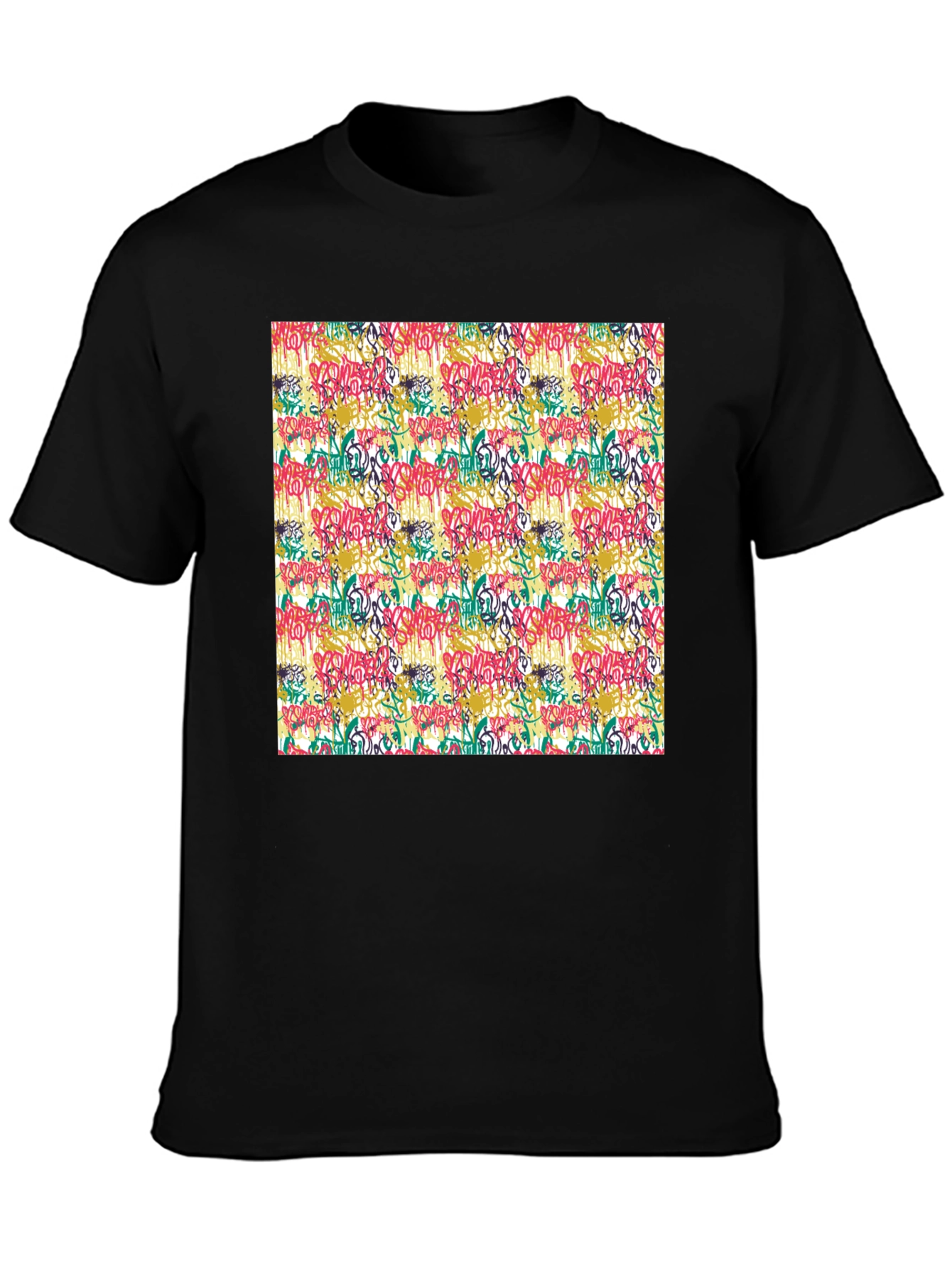 Graffiti Art Print Black T-Shirt