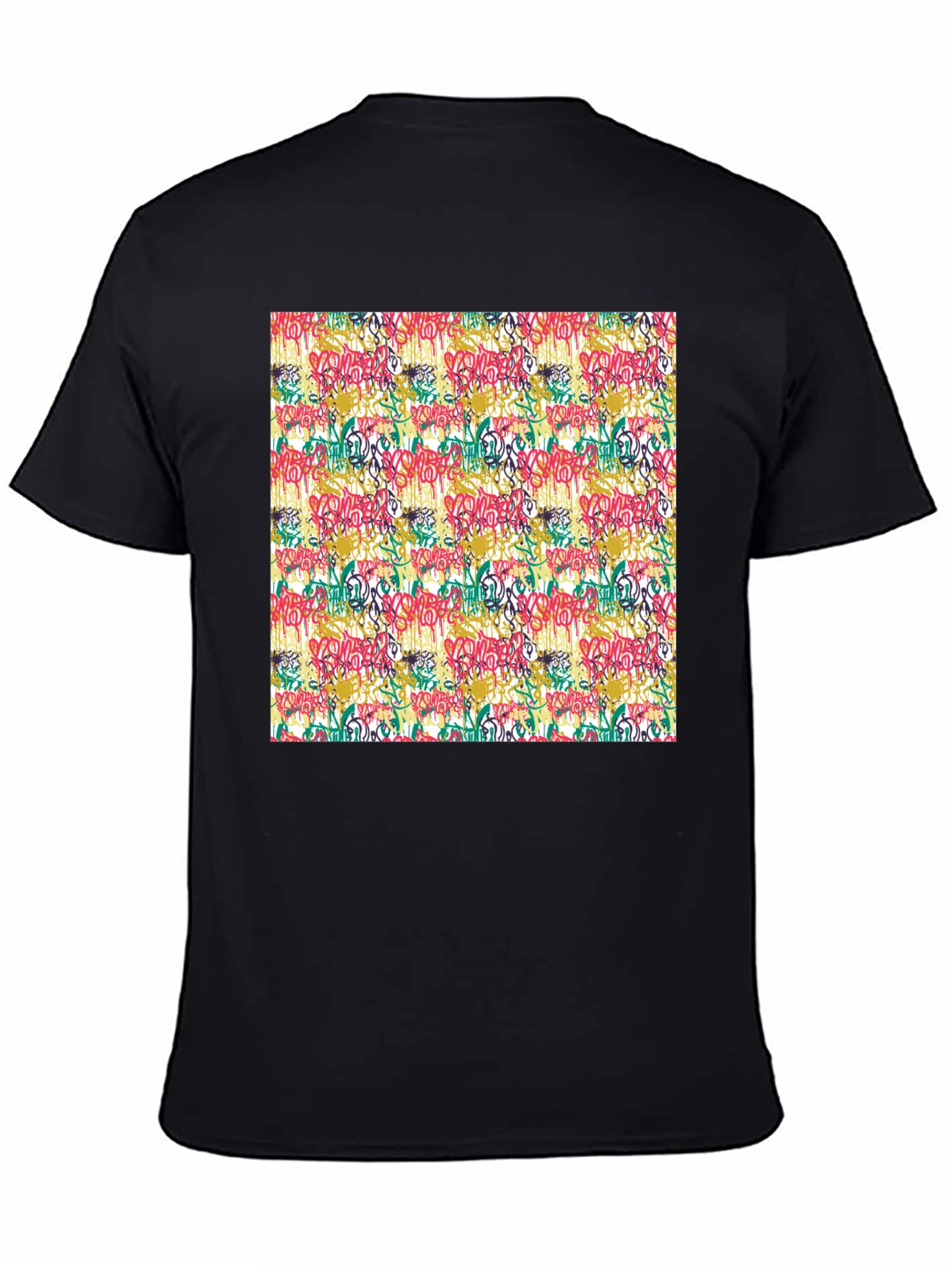 Graffiti Art Print Black T-Shirt