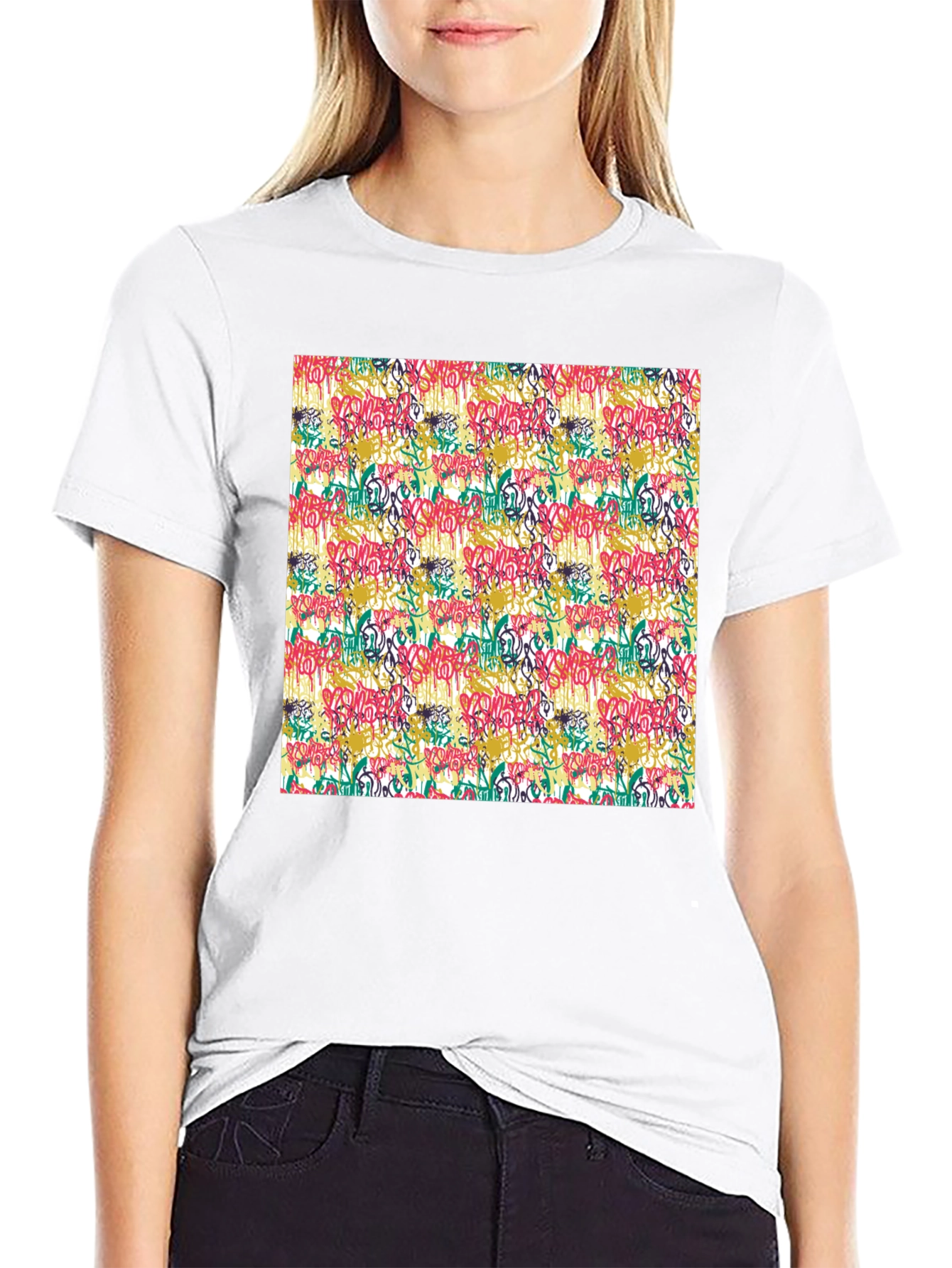 Graffiti Art Print Black T-Shirt