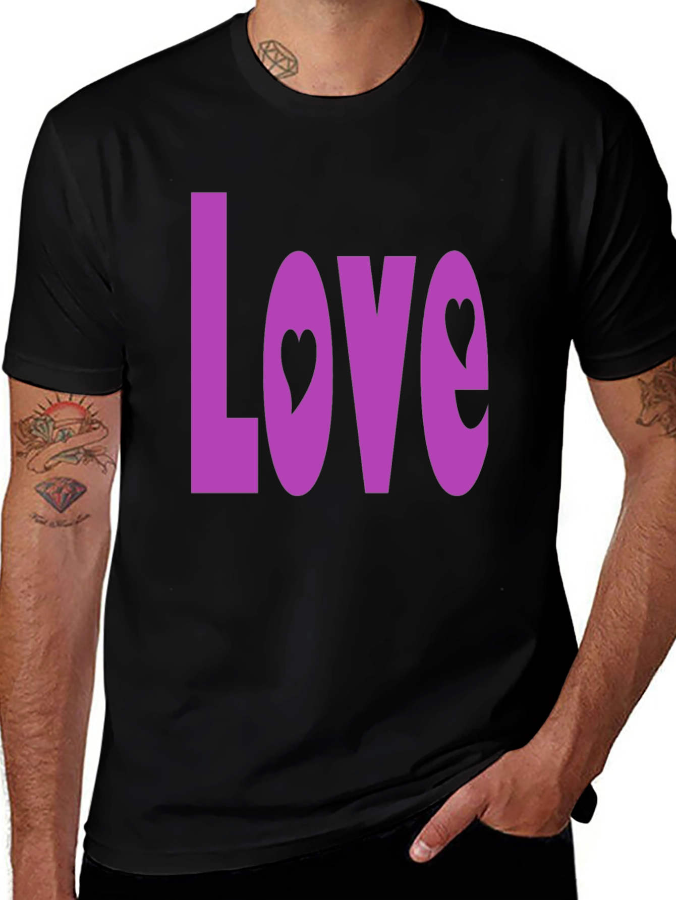 Love Heart Graphic Black T-Shirt