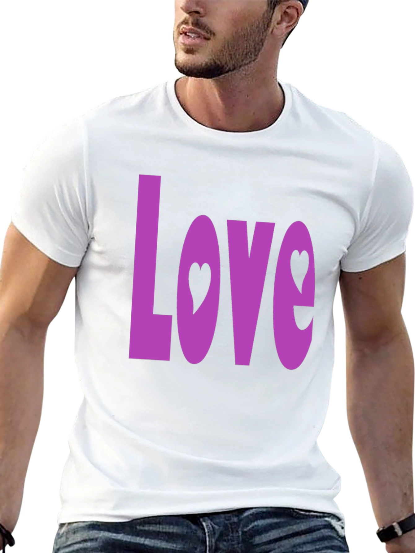 Love Heart Graphic Black T-Shirt