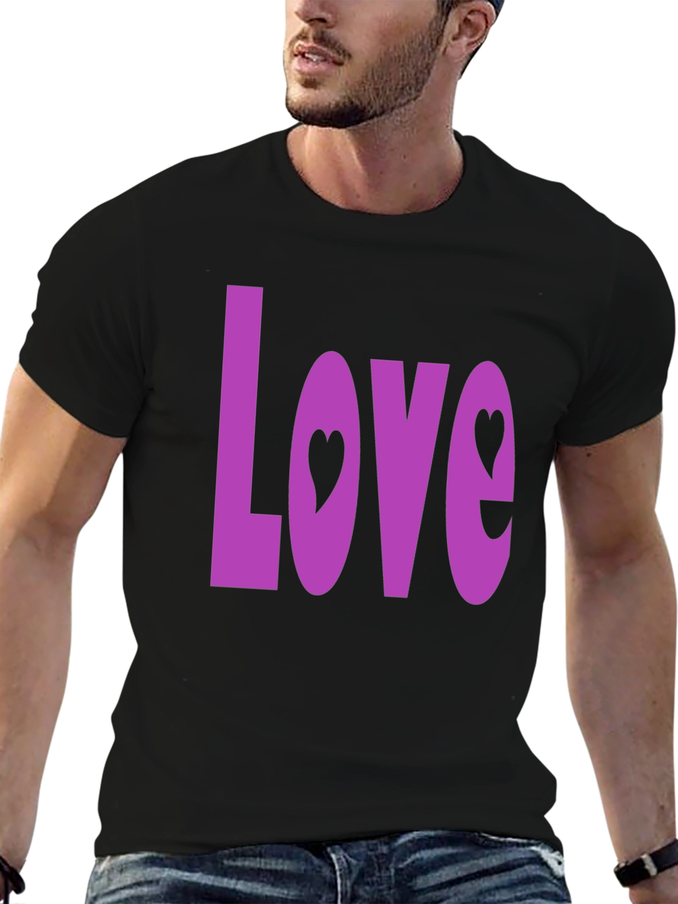 Love Heart Graphic Black T-Shirt