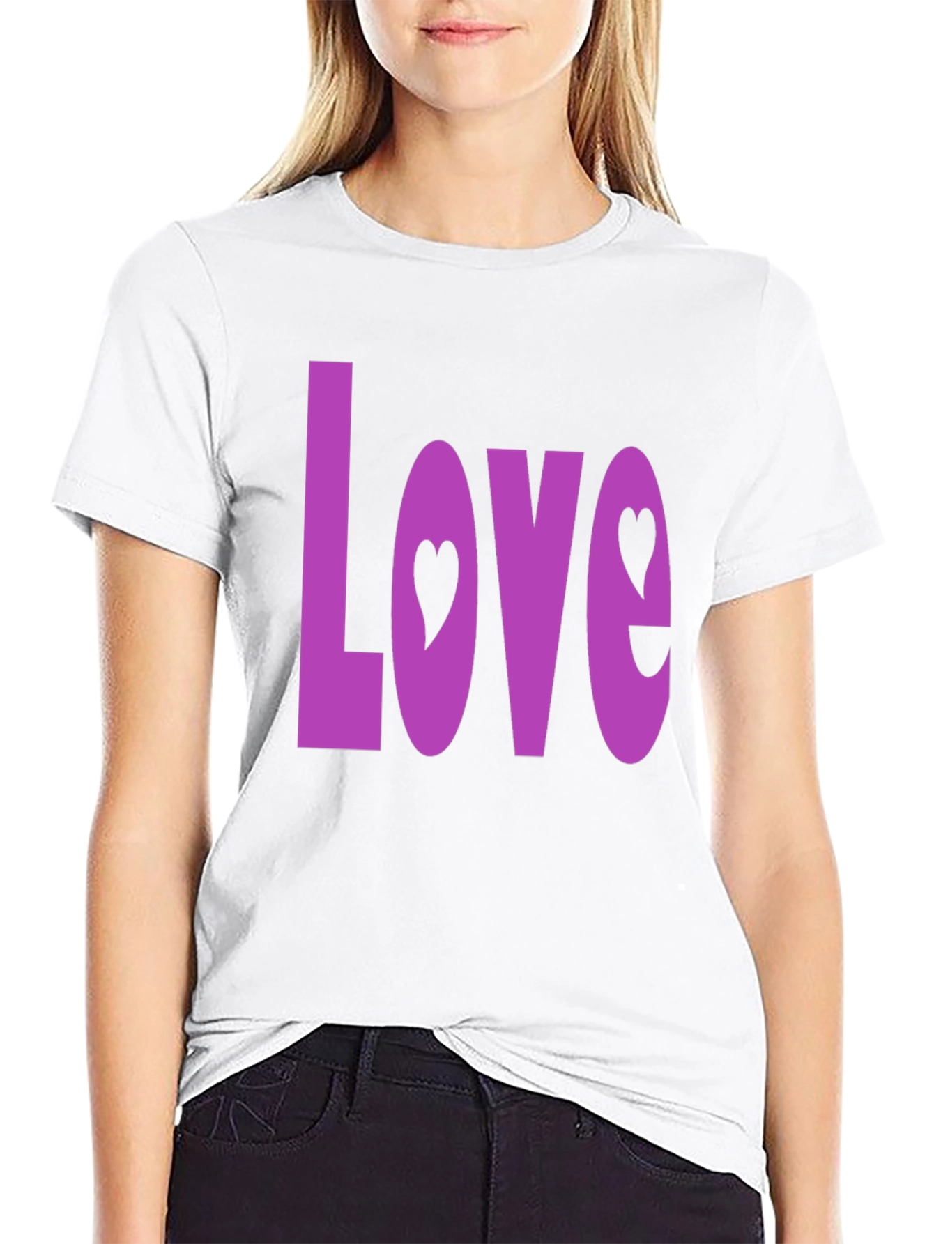 Love Heart Graphic Black T-Shirt