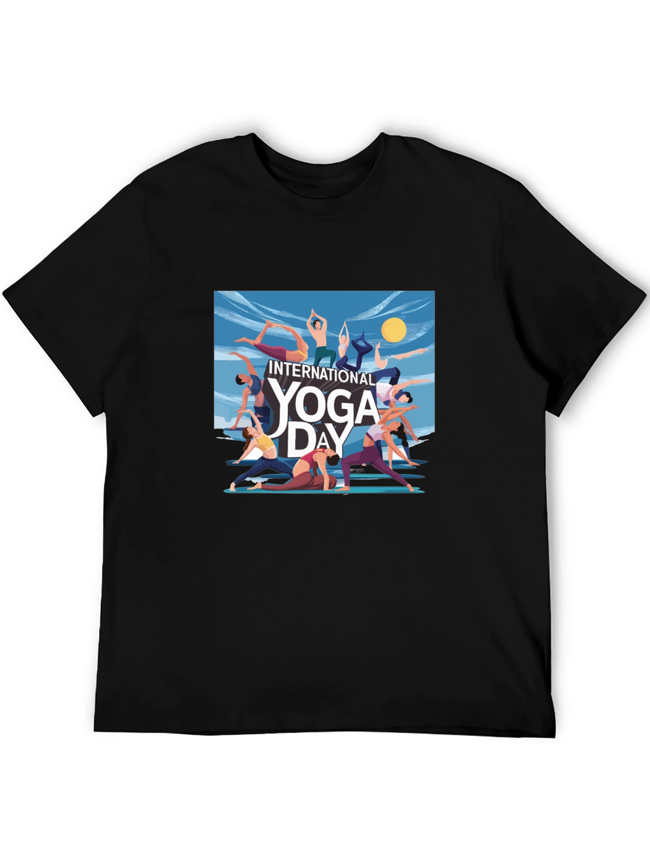 Yoga Day Graphic Tee - Black Unisex T-Shirt