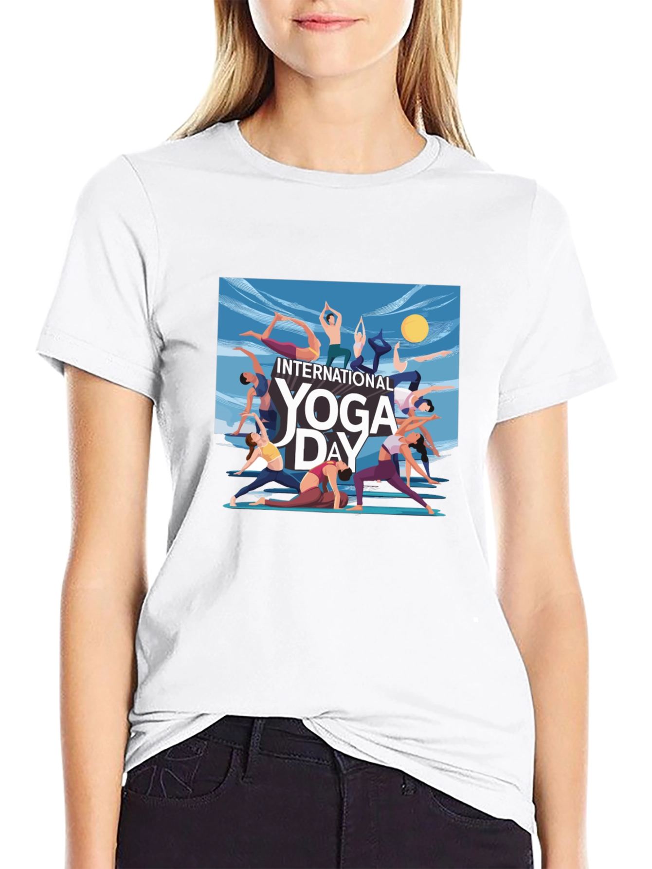 Yoga Day Graphic Tee - Black Unisex T-Shirt