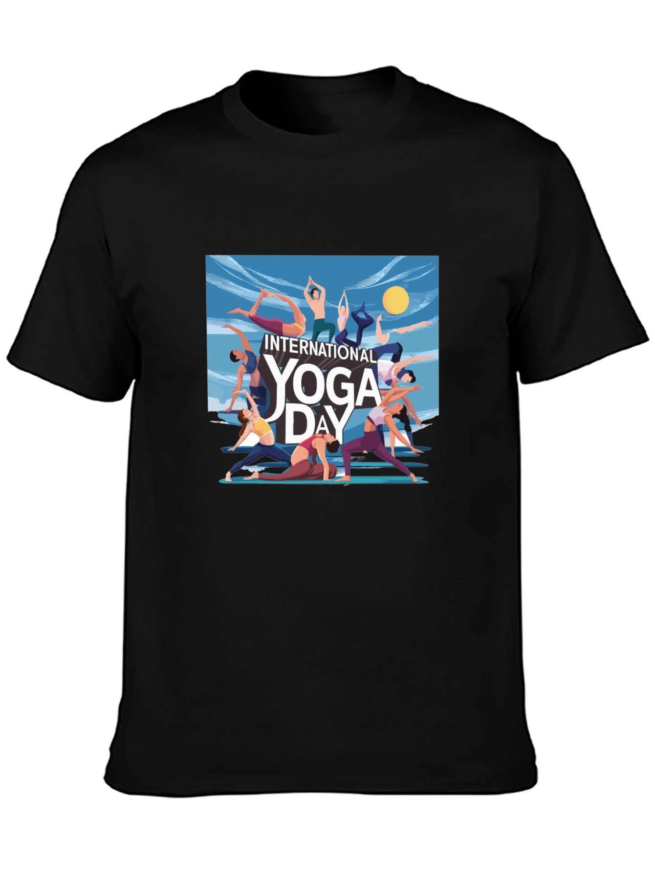 Yoga Day Graphic Tee - Black Unisex T-Shirt