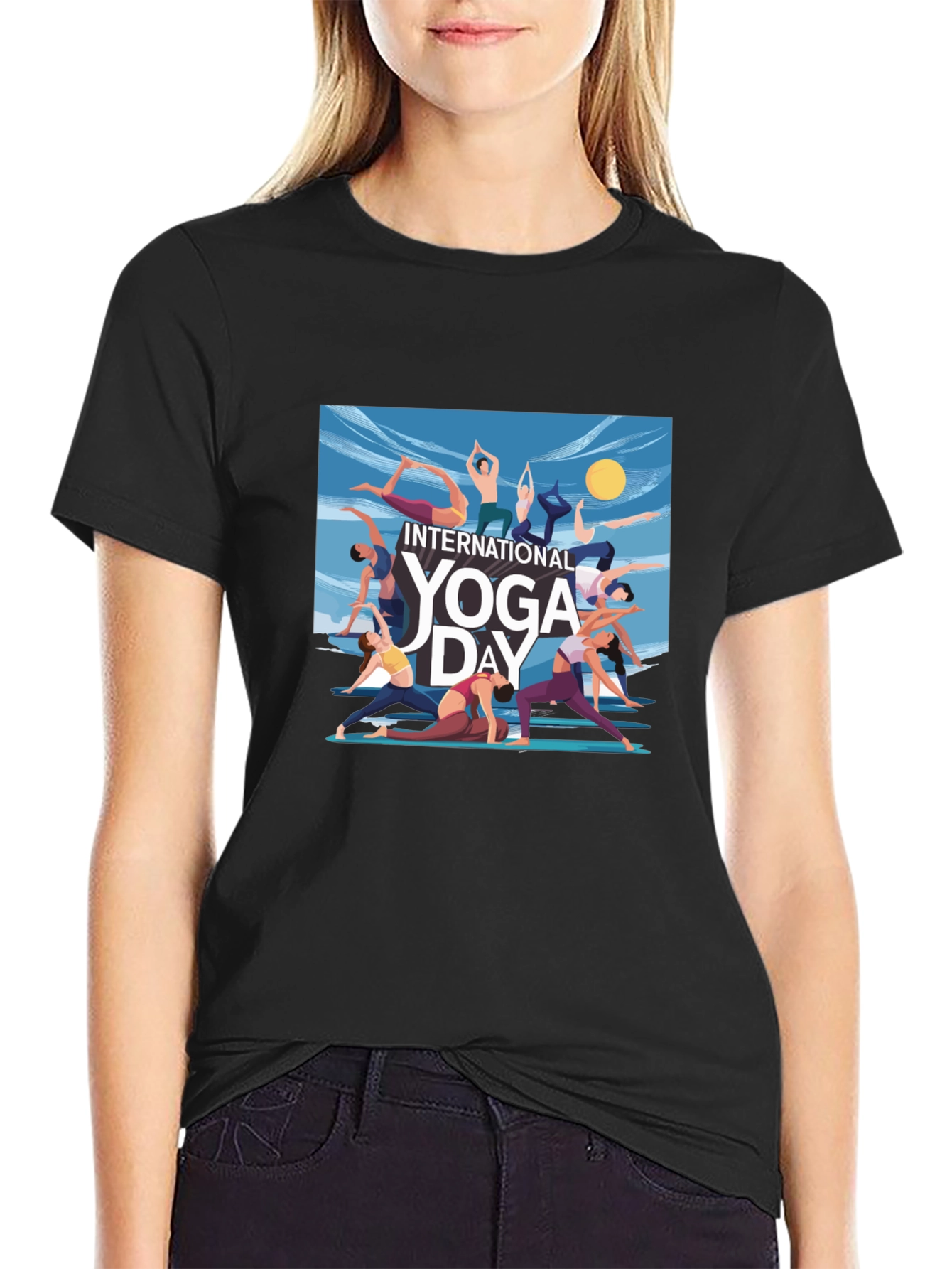 Yoga Day Graphic Tee - Black Unisex T-Shirt