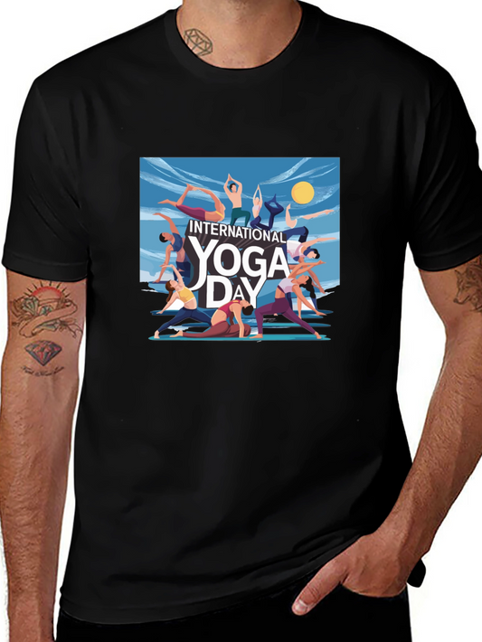 Yoga Day Graphic Tee - Black Unisex T-Shirt
