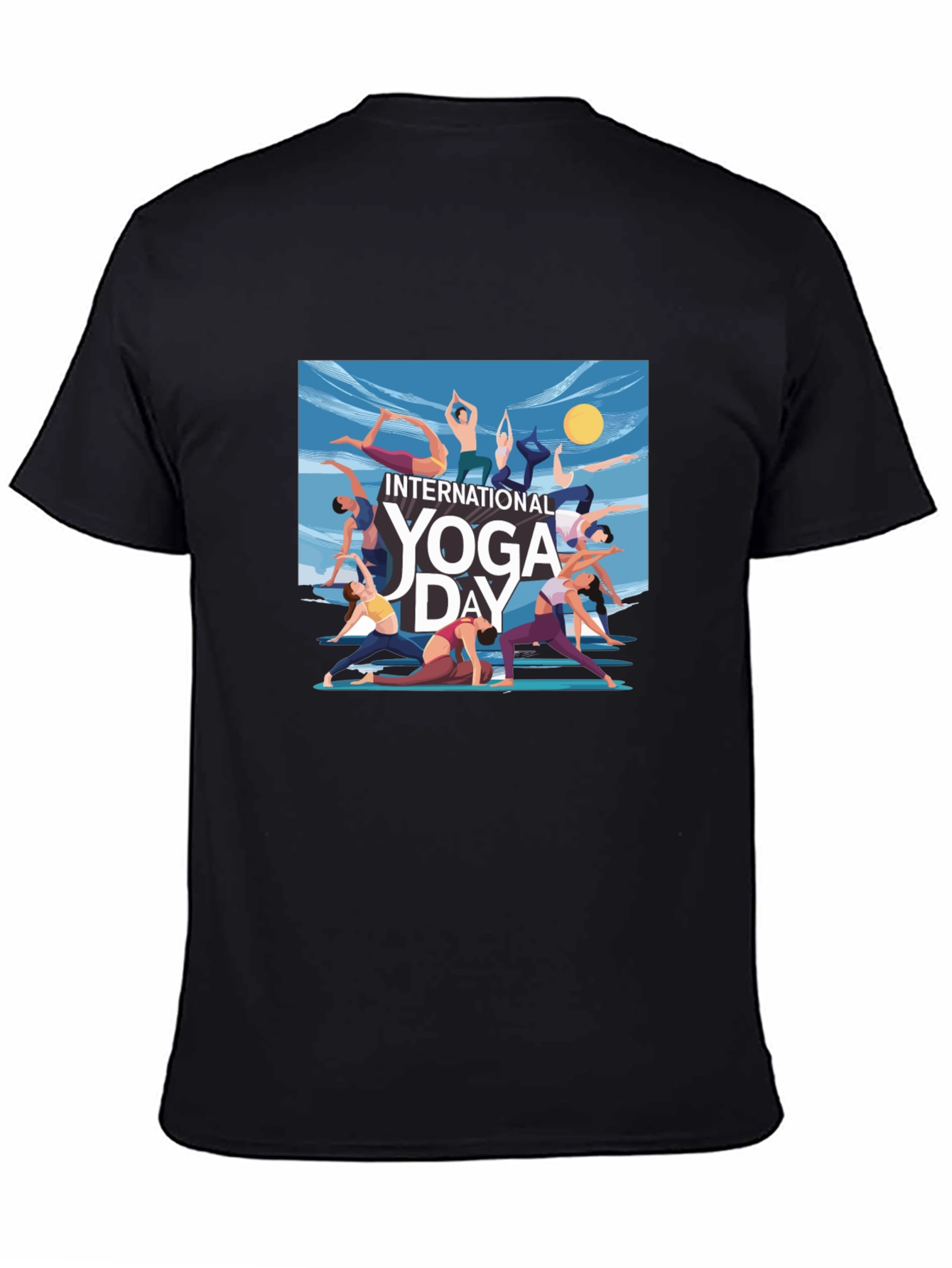 Yoga Day Graphic Tee - Black Unisex T-Shirt