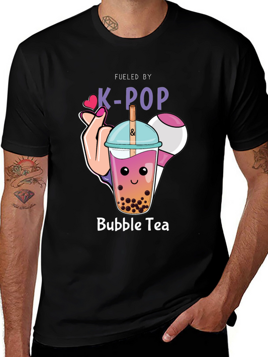 K-Pop & Bubble Tea Graphic Tee - Trendy Unisex Shirt
