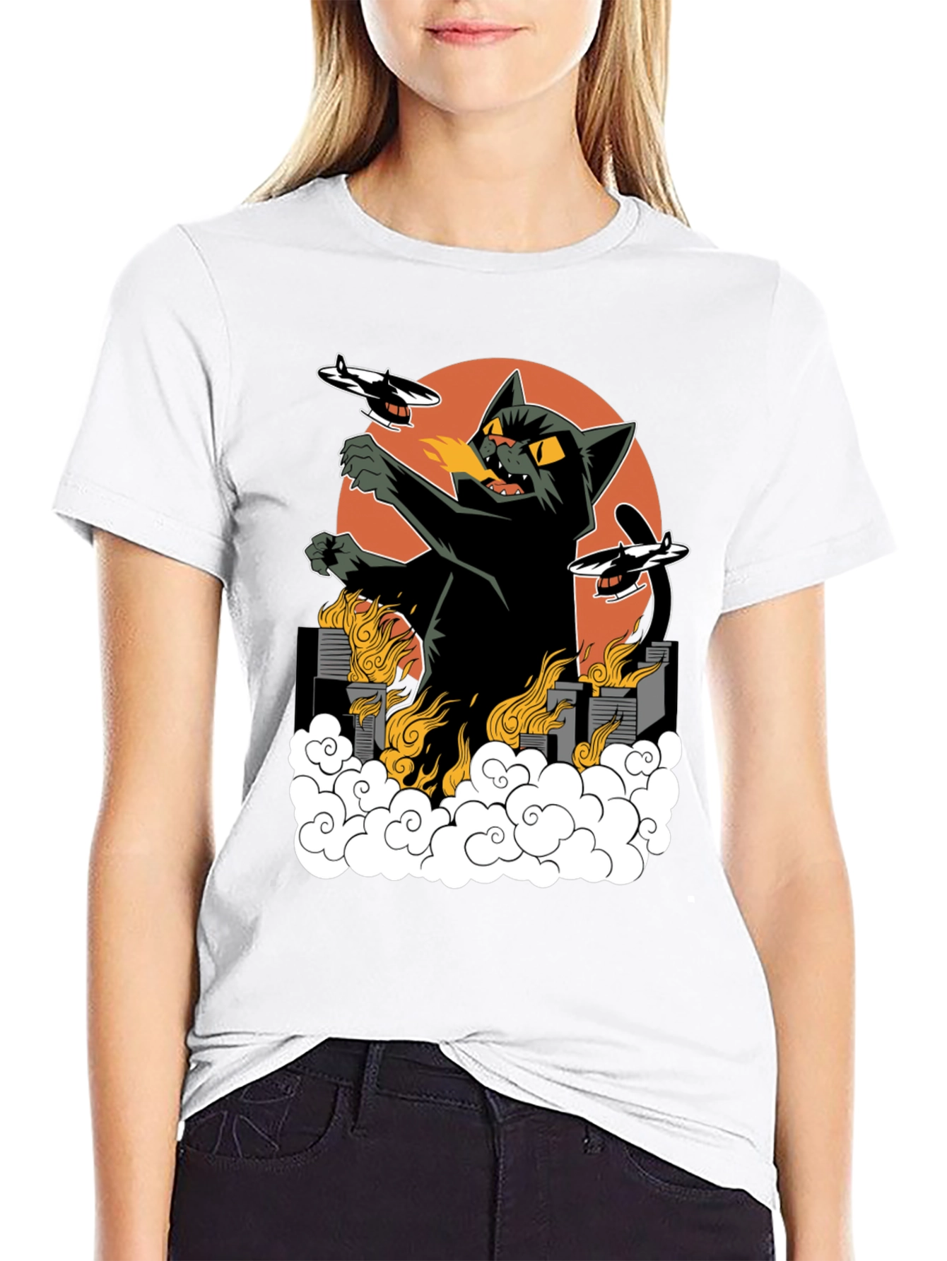 Kaiju Cat T-Shirt - Black Cotton Tee