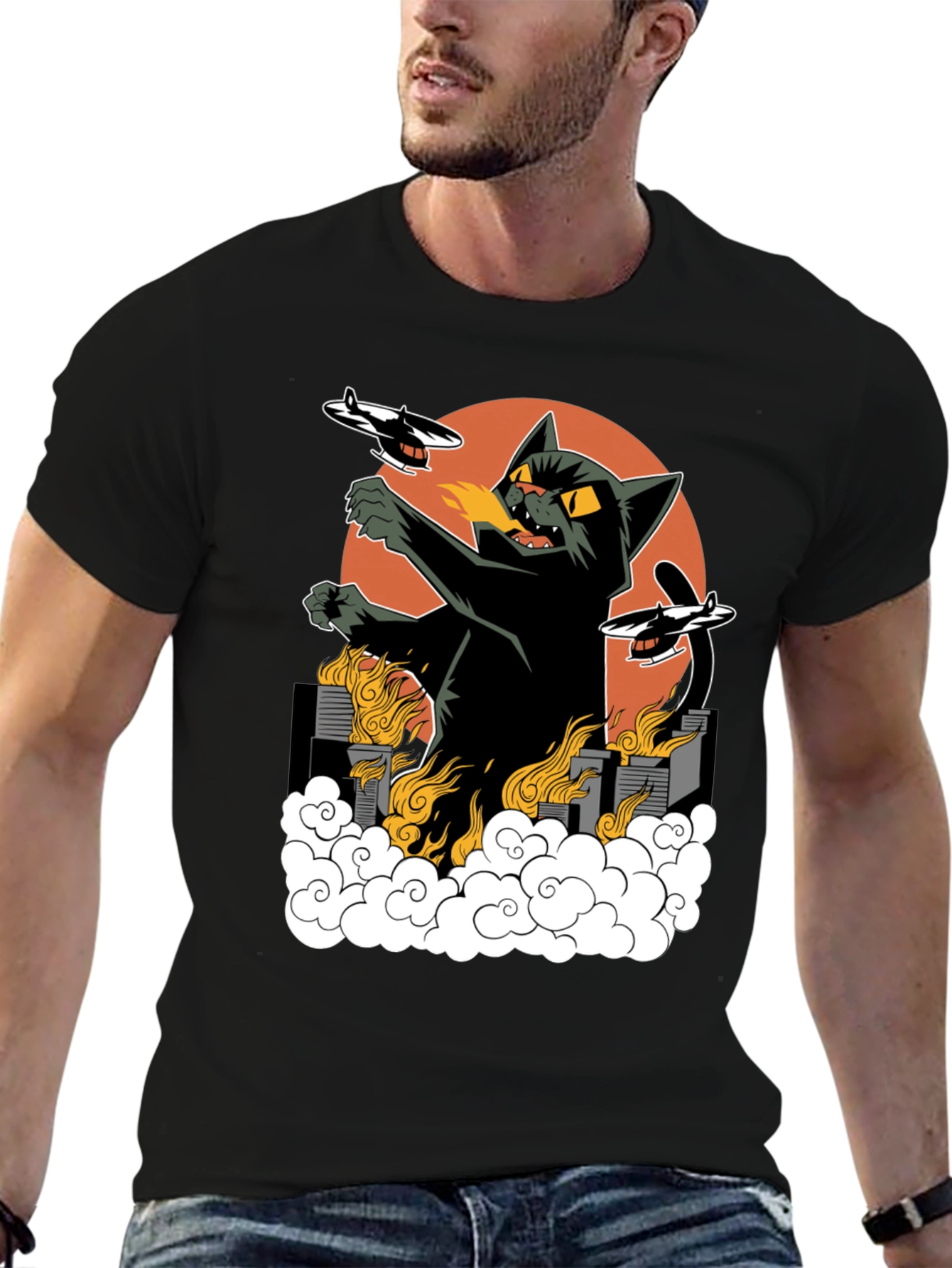 Kaiju Cat T-Shirt - Black Cotton Tee