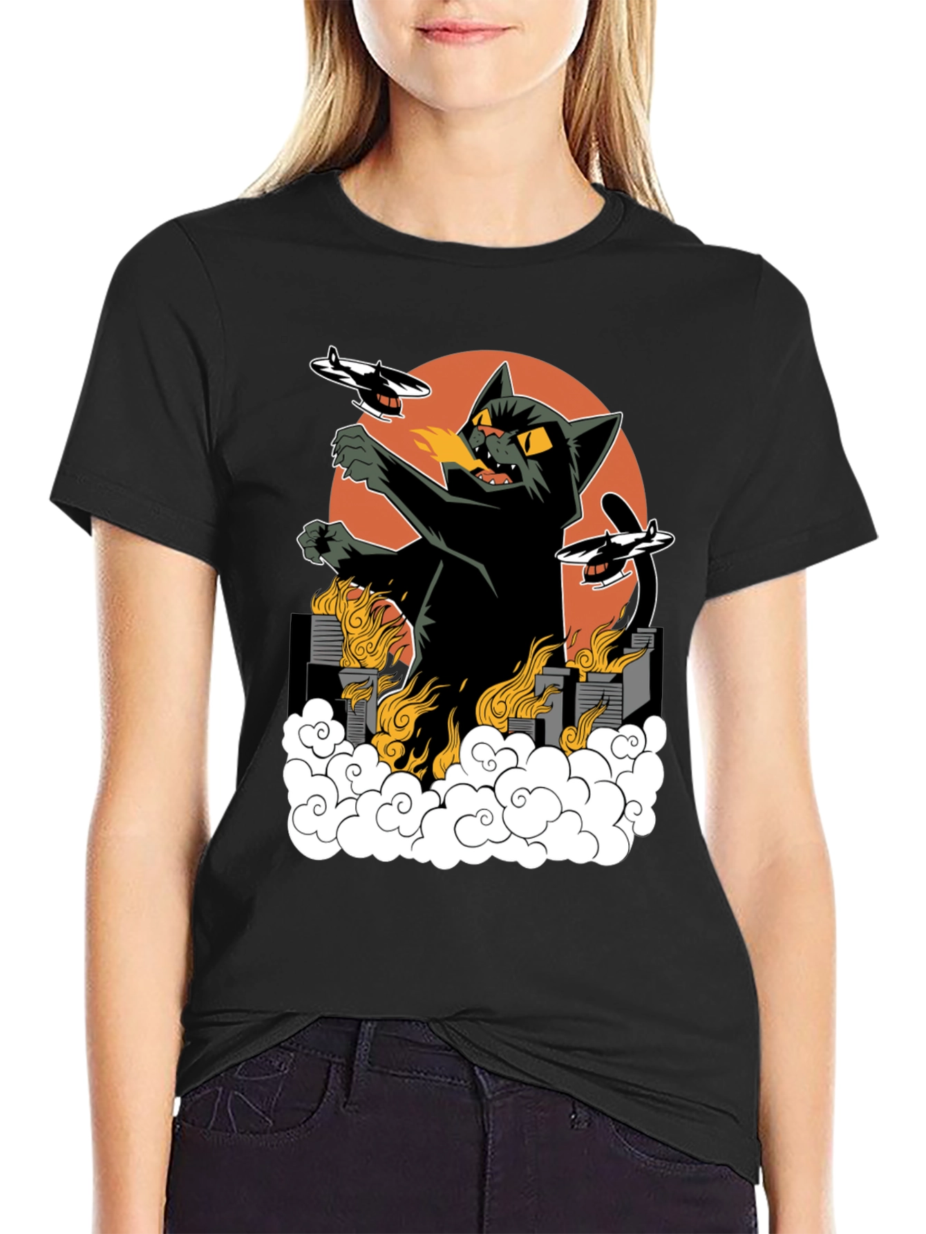 Kaiju Cat T-Shirt - Black Cotton Tee