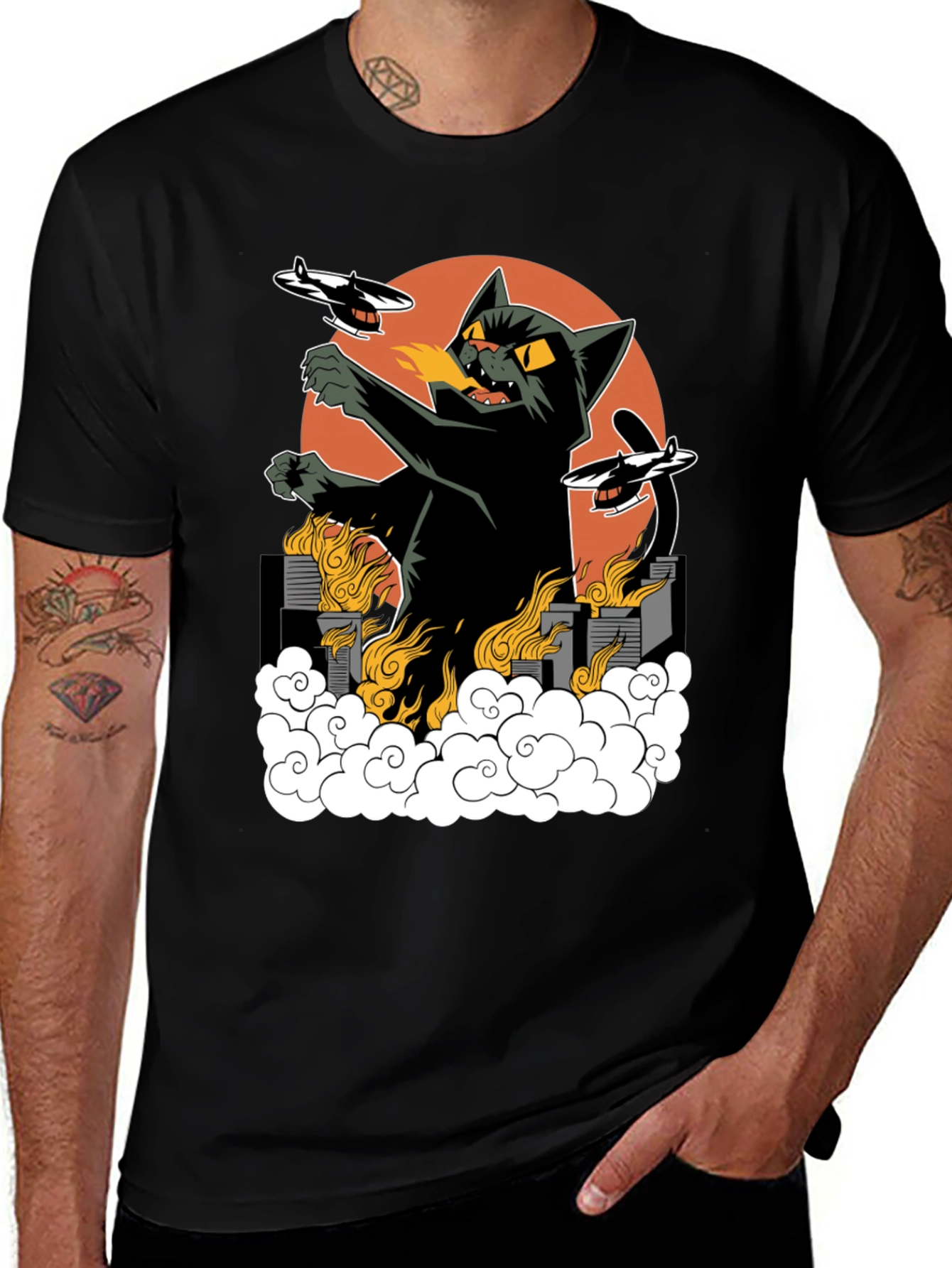 Kaiju Cat T-Shirt - Black Cotton Tee