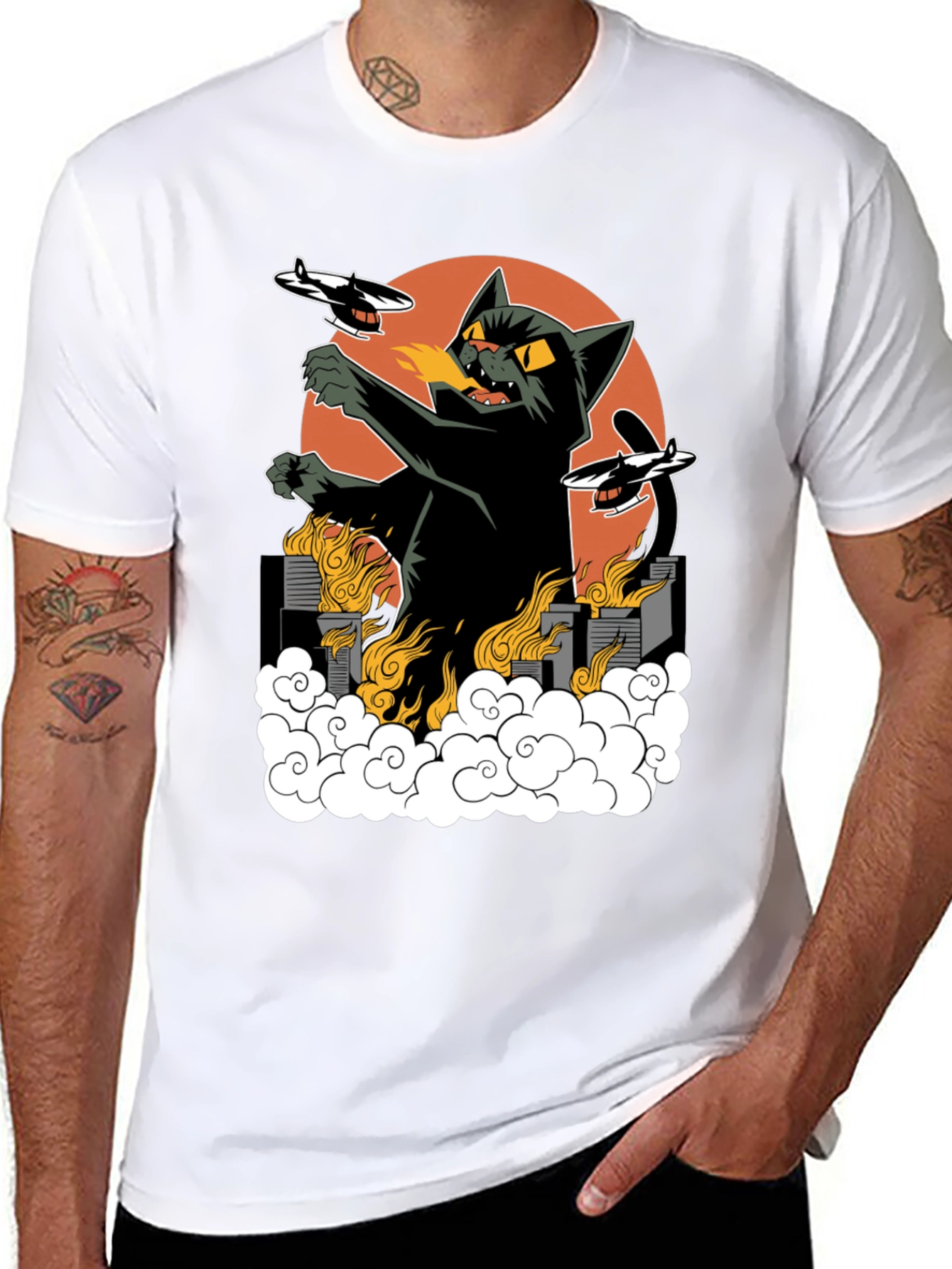 Kaiju Cat T-Shirt - Black Cotton Tee