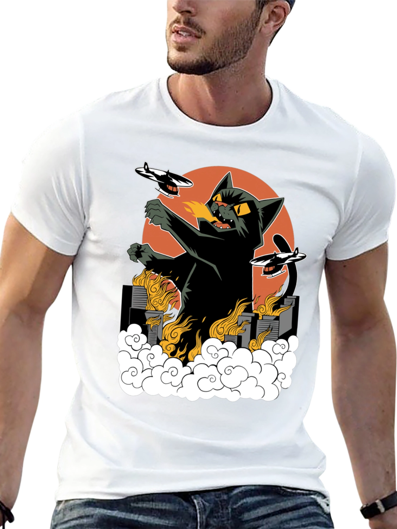 Kaiju Cat T-Shirt - Black Cotton Tee