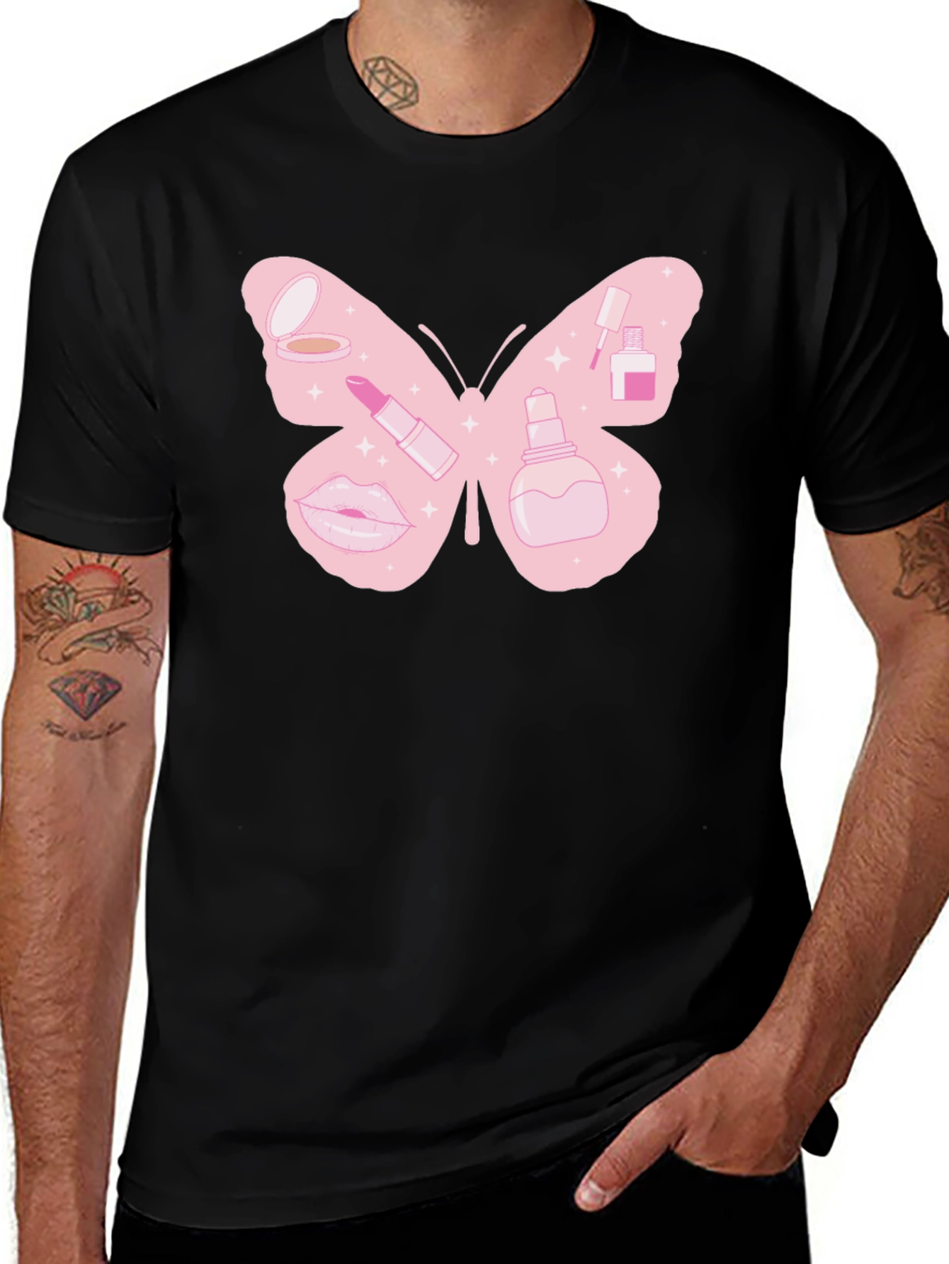 Makeup Butterfly Graphic T-Shirt
