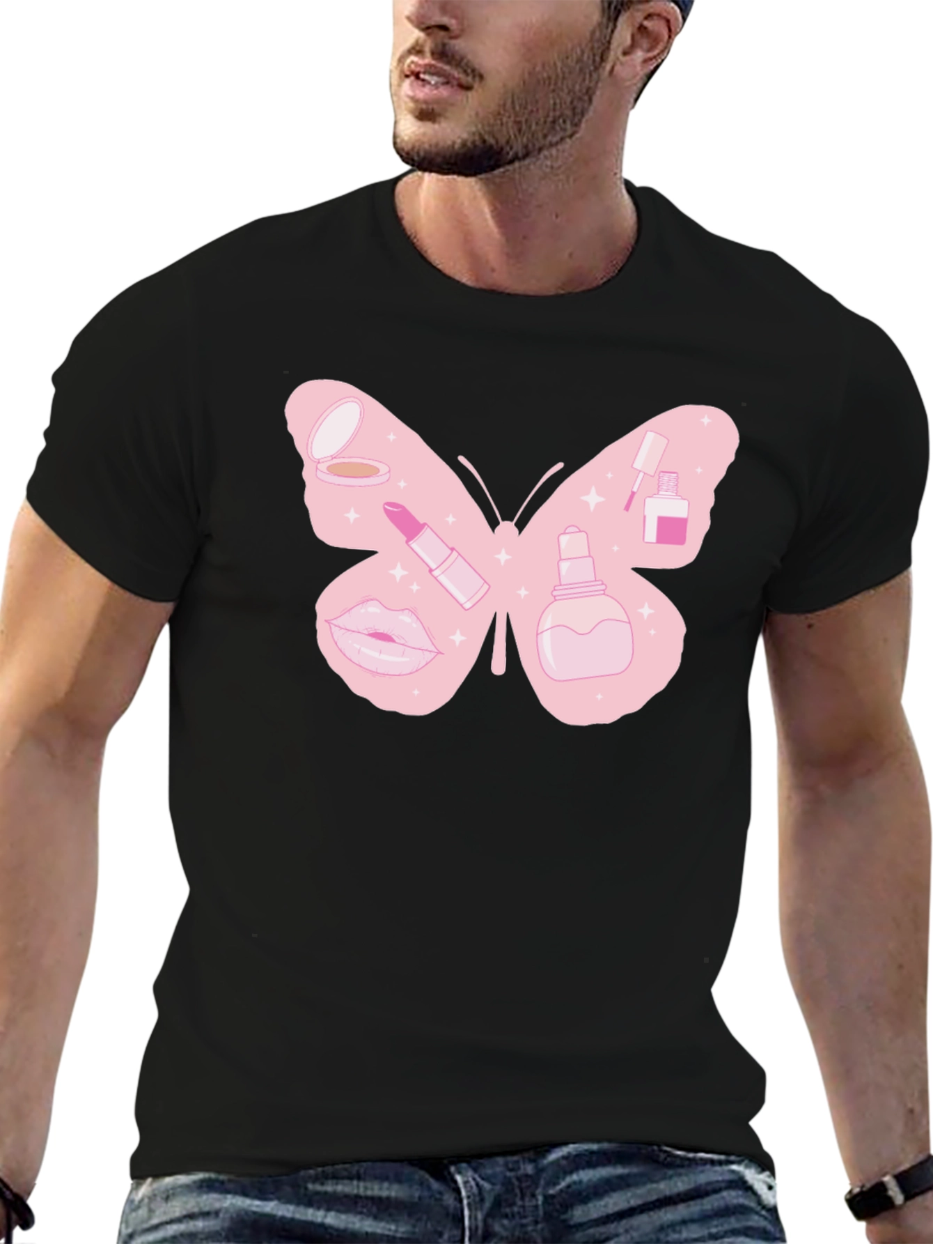 Makeup Butterfly Graphic T-Shirt