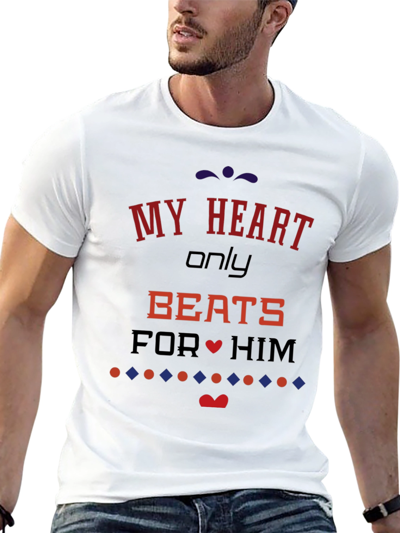 My Heart Only Beats For Him Black T-Shirt