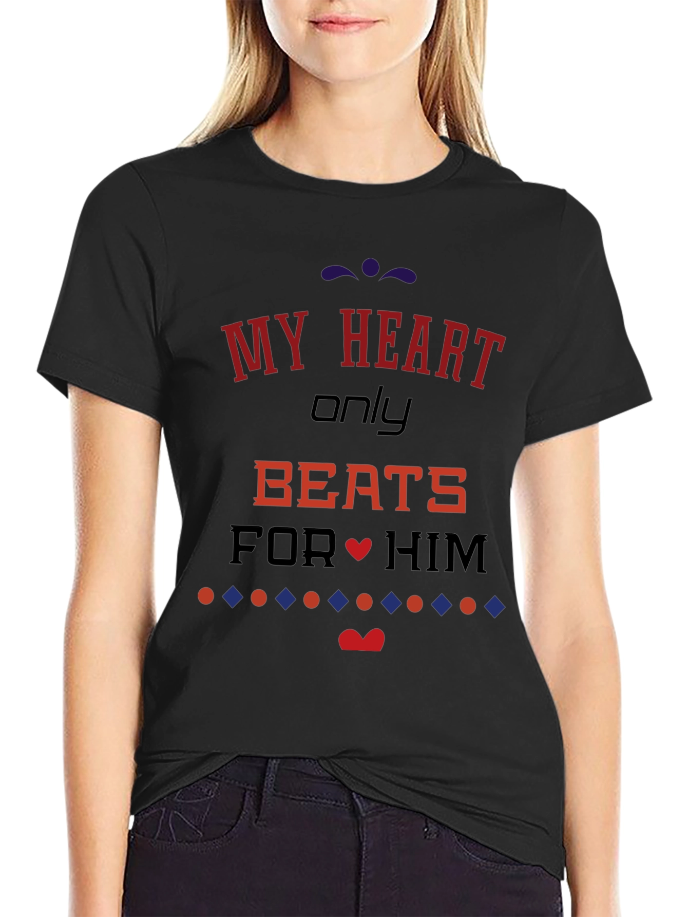 My Heart Only Beats For Him Black T-Shirt