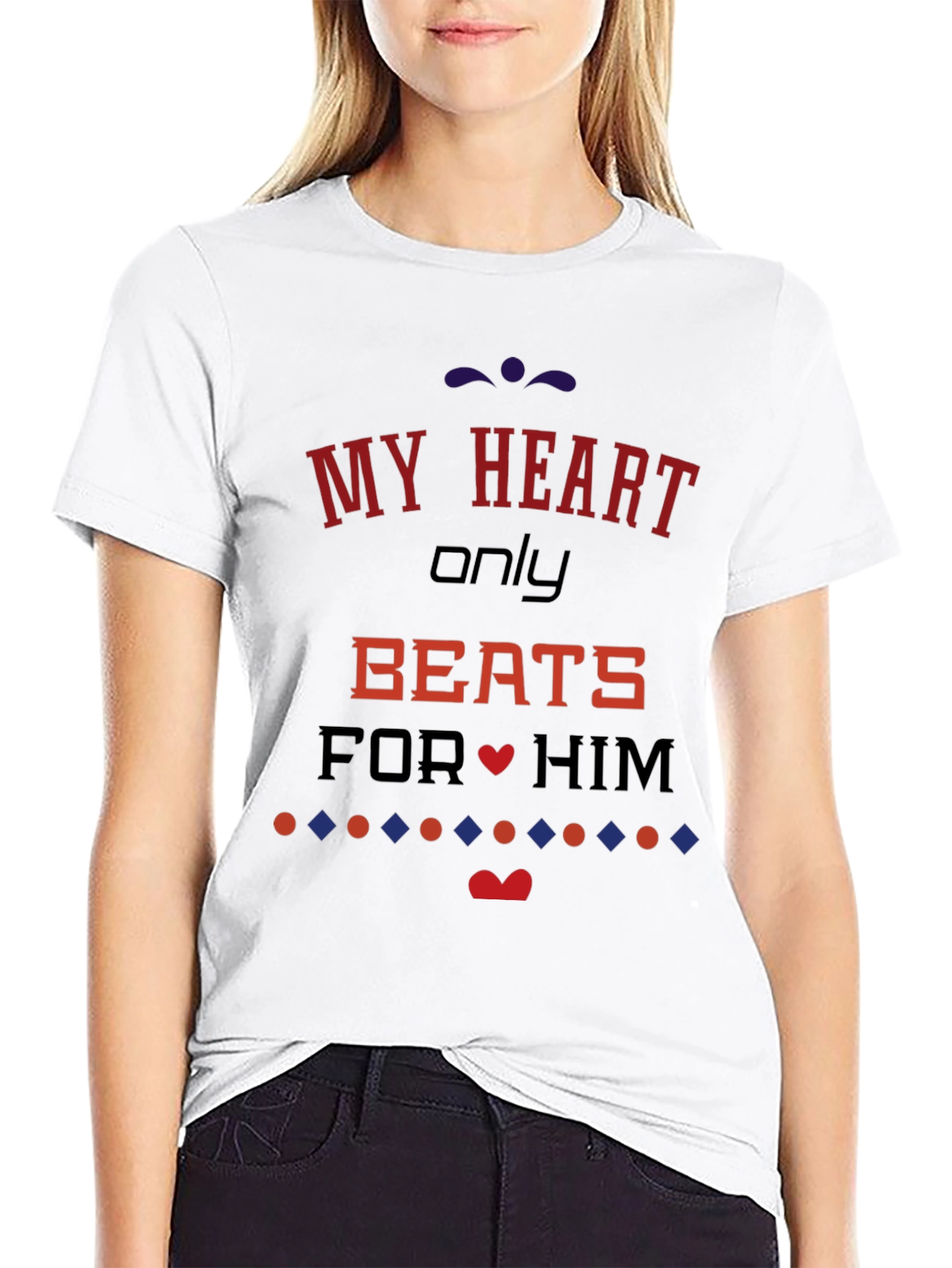 My Heart Only Beats For Him Black T-Shirt