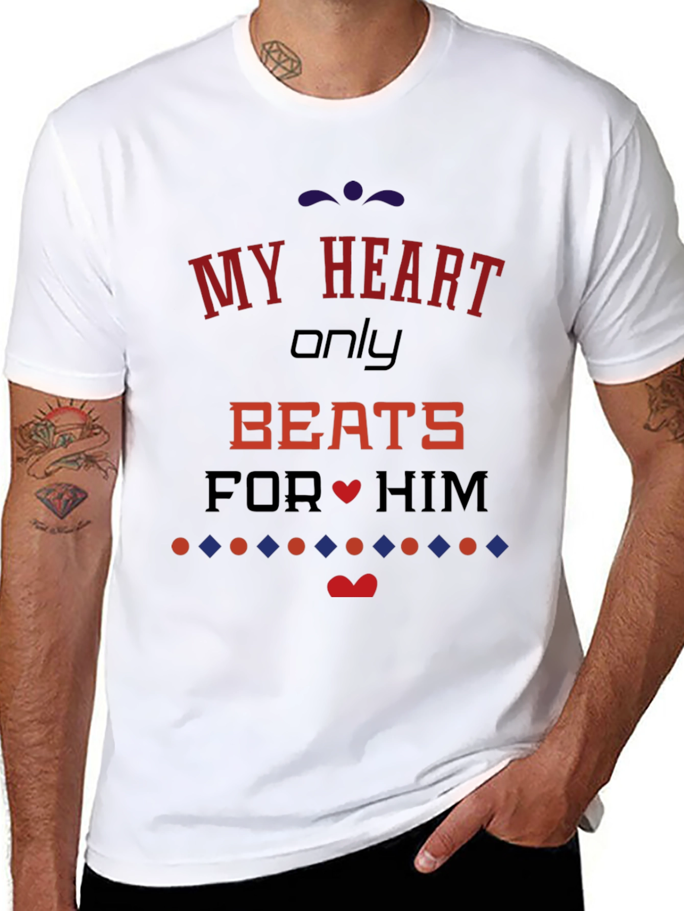 My Heart Only Beats For Him Black T-Shirt