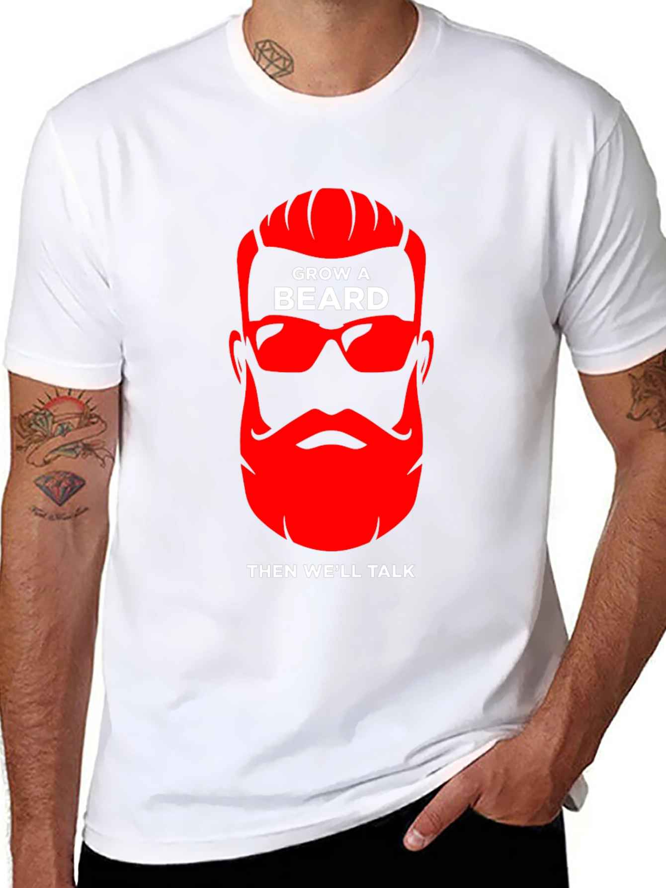 Grow a Beard T-Shirt - Funny Slogan Tee