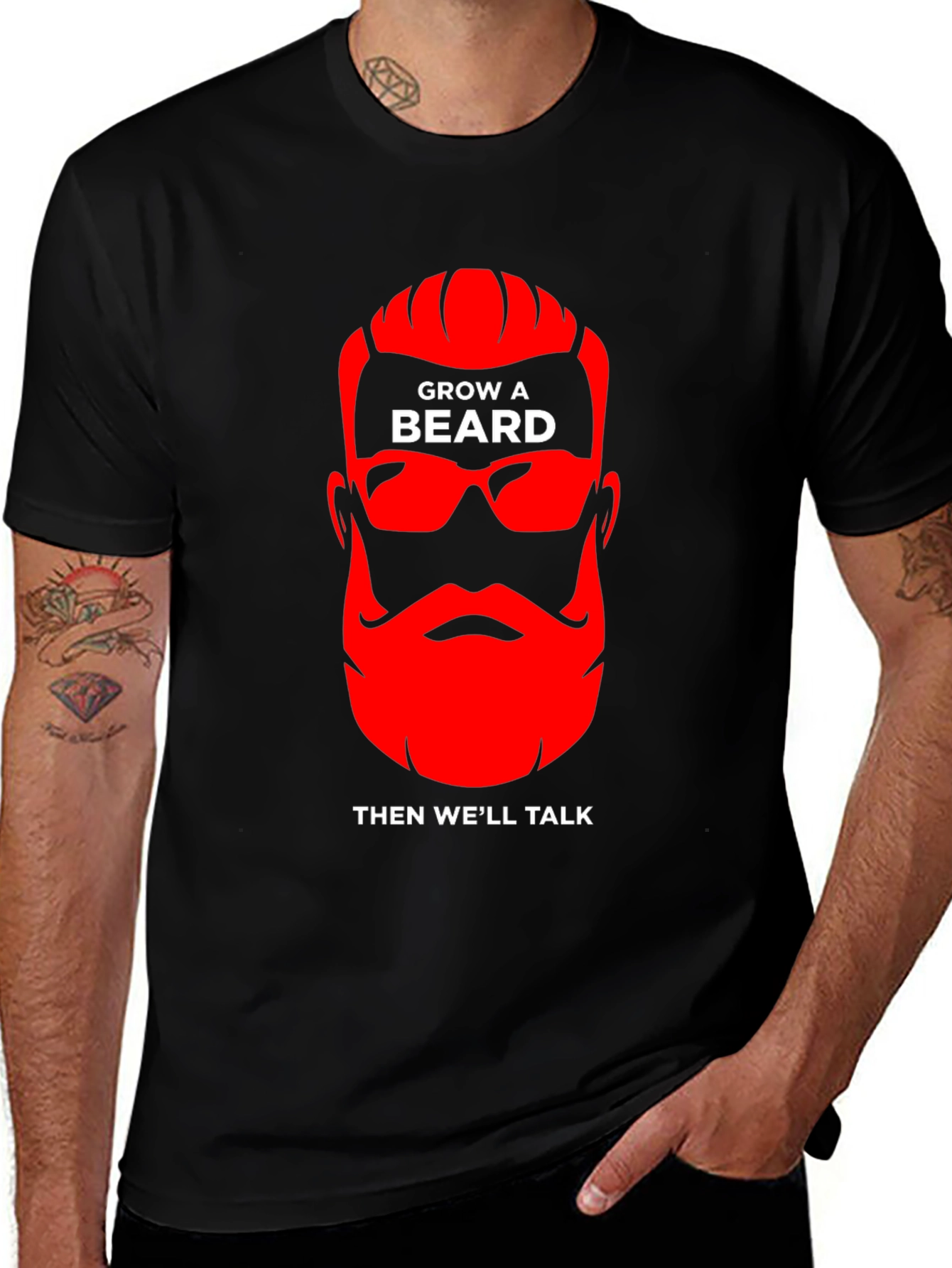 Grow a Beard T-Shirt - Funny Slogan Tee