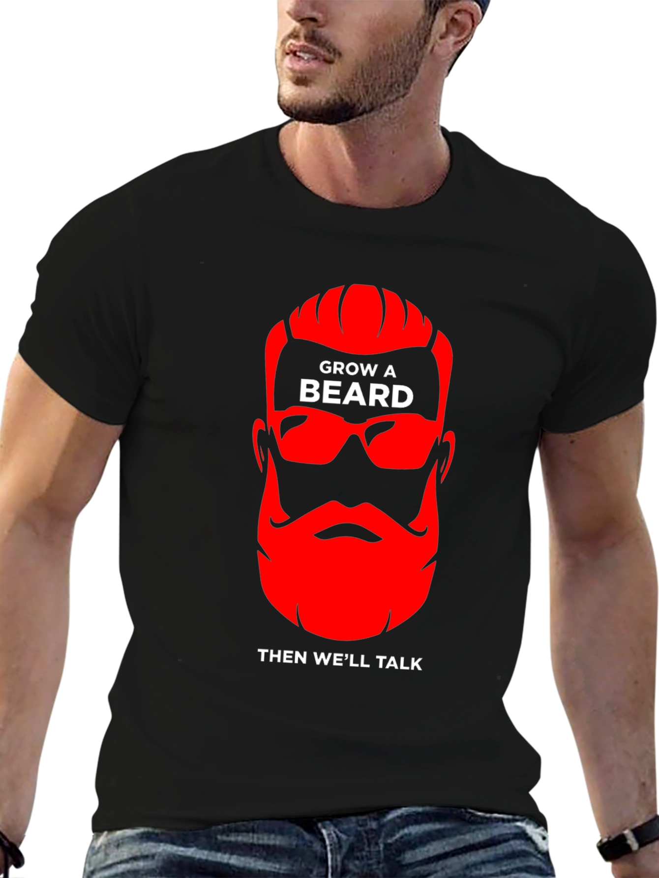 Grow a Beard T-Shirt - Funny Slogan Tee
