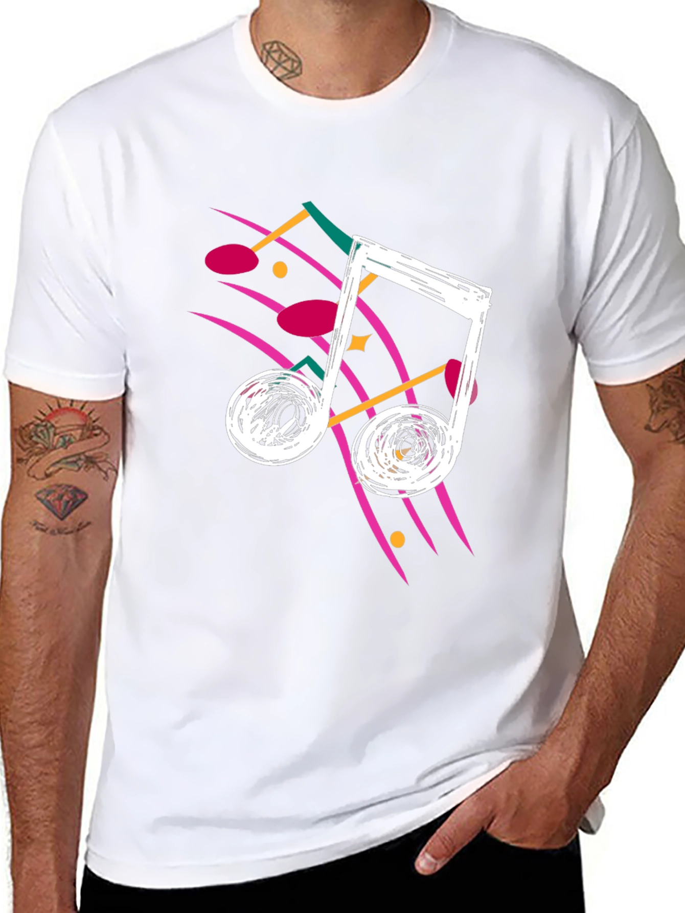 Retro 80s Music Note Graphic T-Shirt