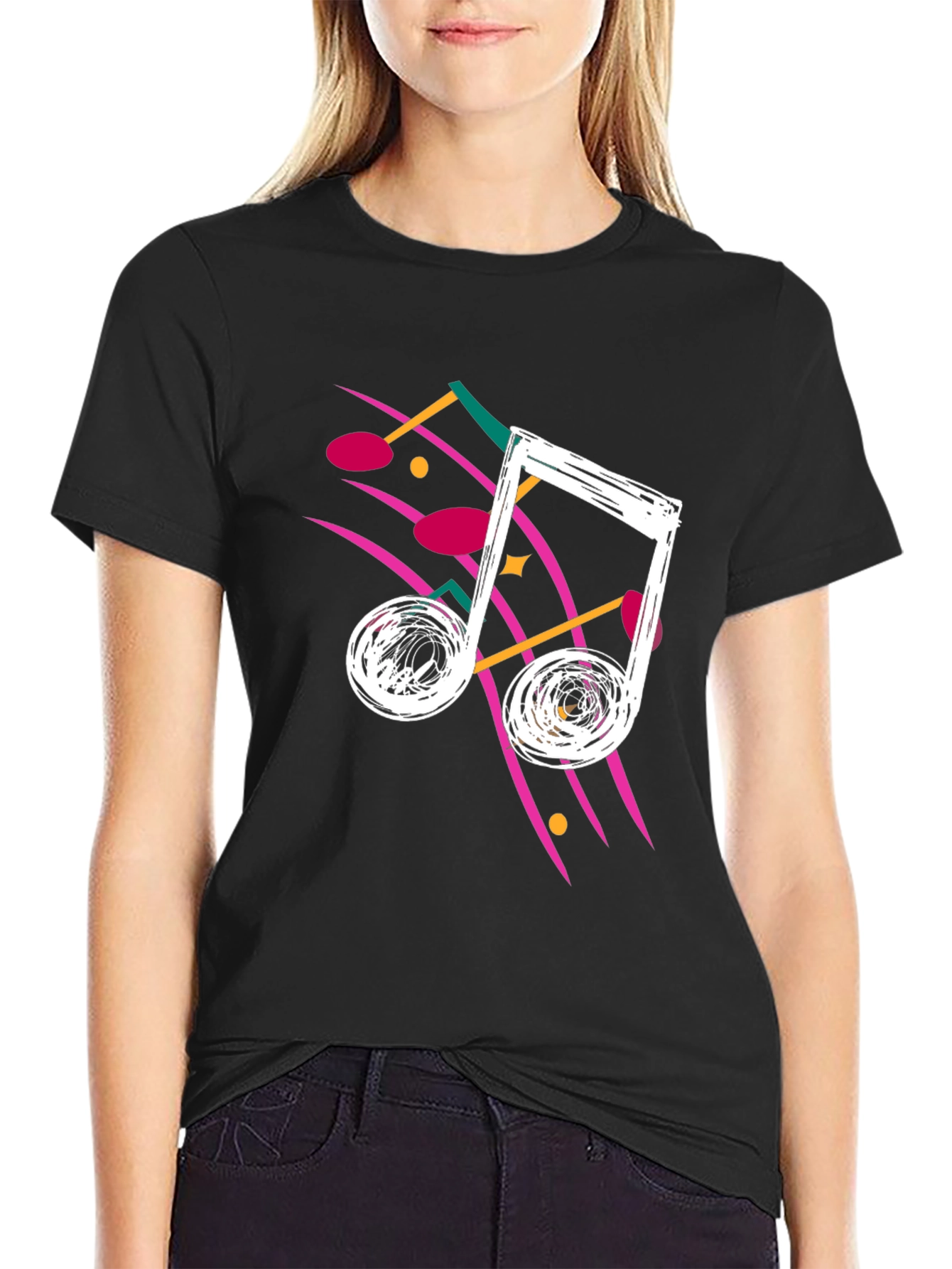Retro 80s Music Note Graphic T-Shirt