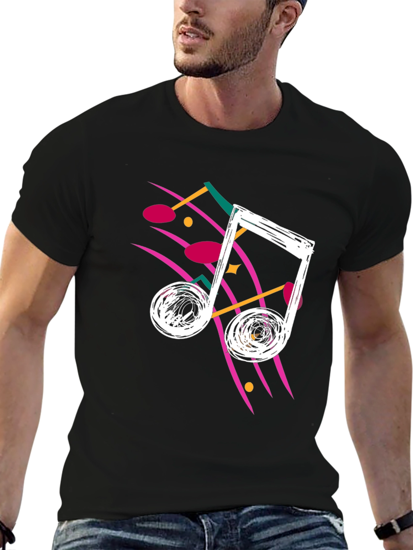 Retro 80s Music Note Graphic T-Shirt