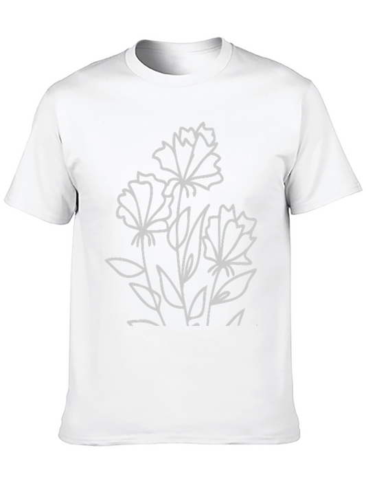 Floral Line Art T-Shirt - Stylish Casual Wear