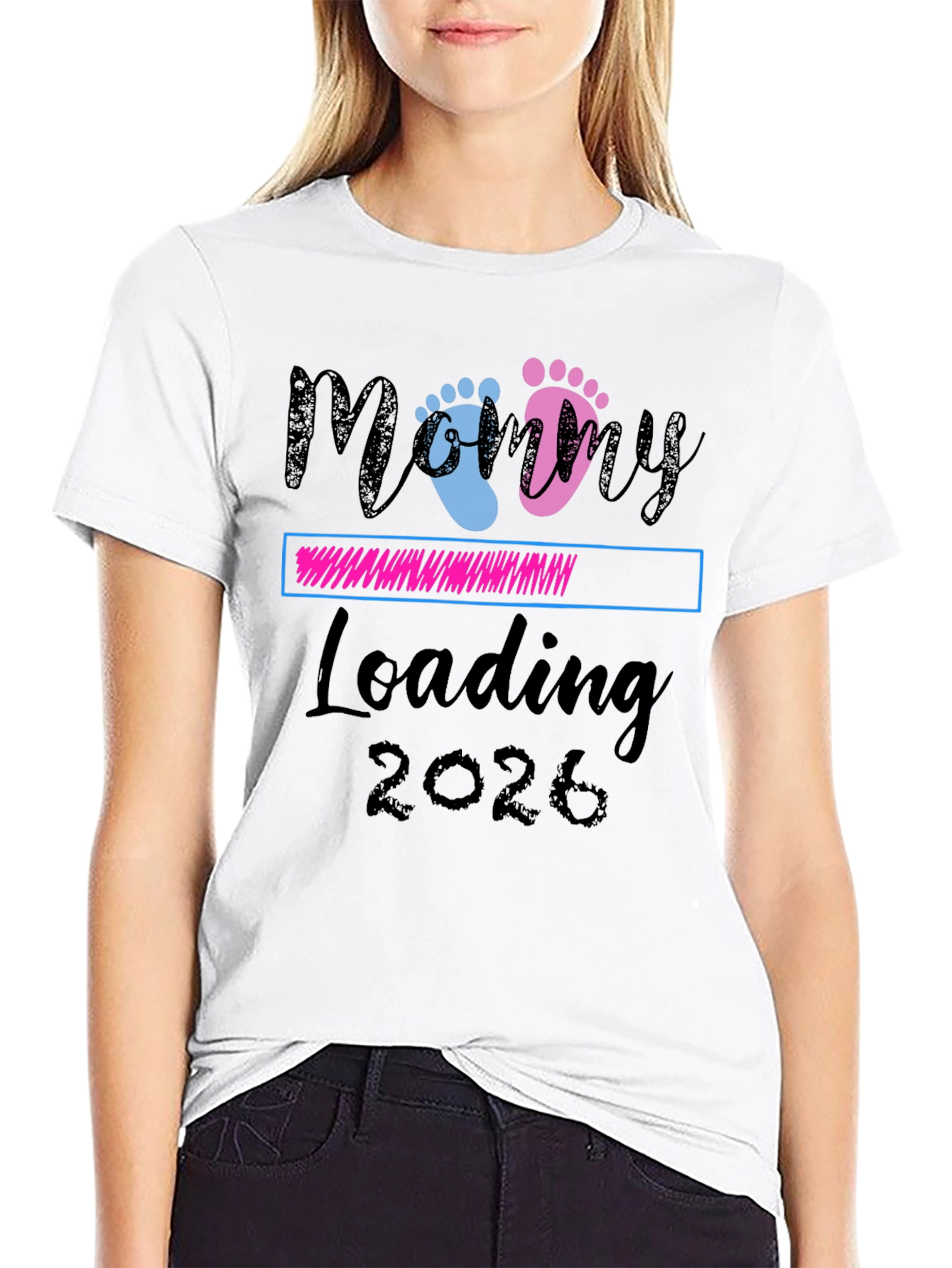 Mommy Loading 2026 T-Shirt - Pregnancy Announcement Tee