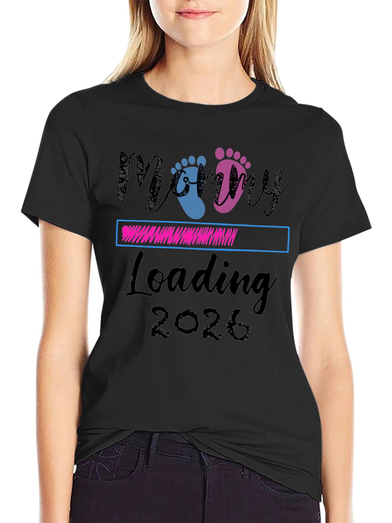 Mommy Loading 2026 T-Shirt - Pregnancy Announcement Tee