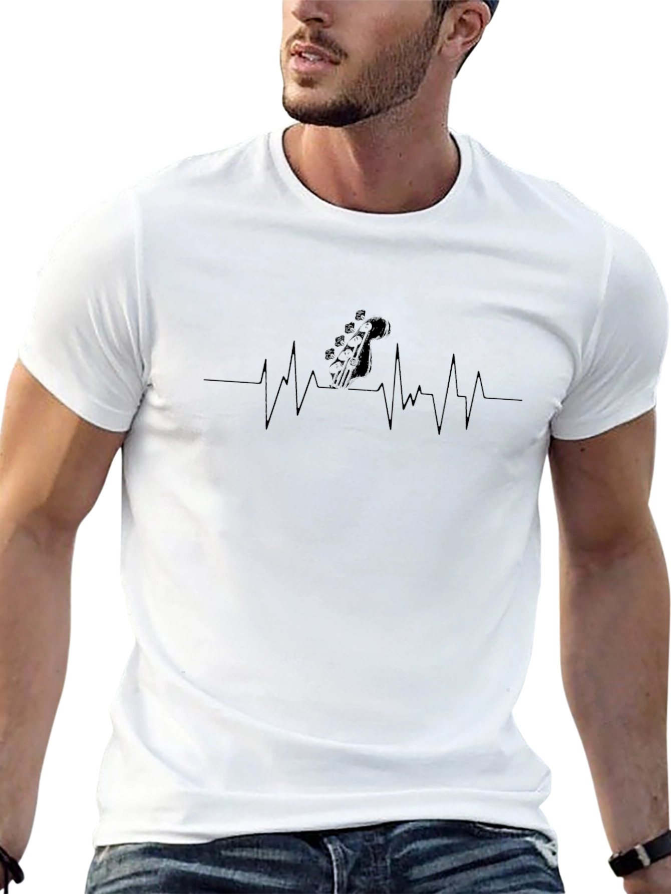 Guitar Heartbeat Graphic T-Shirt - Musician Tee