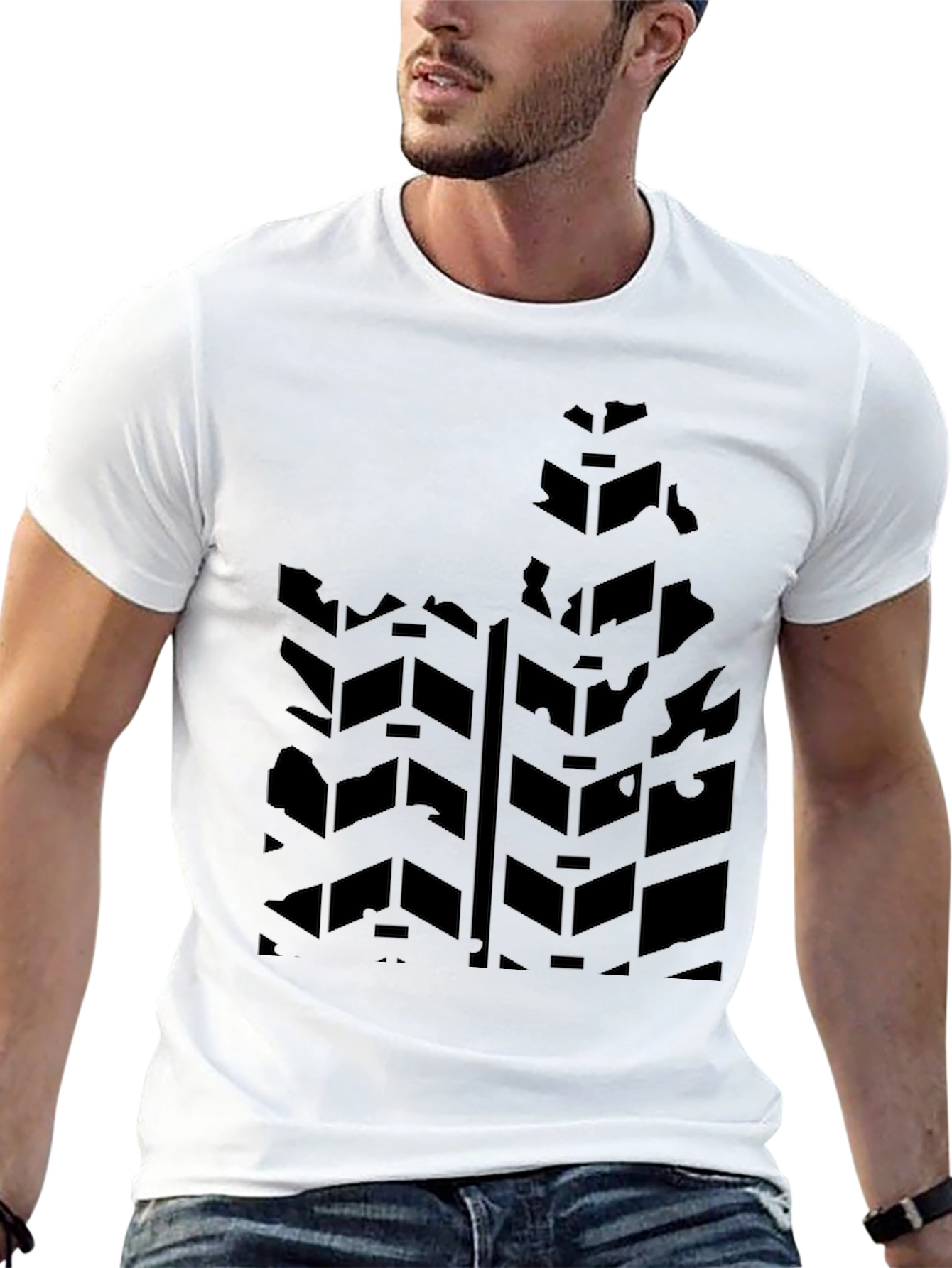 Black Tire Track Graphic T-Shirt