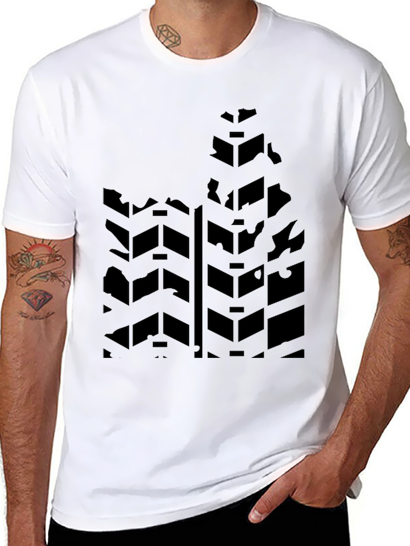 Black Tire Track Graphic T-Shirt