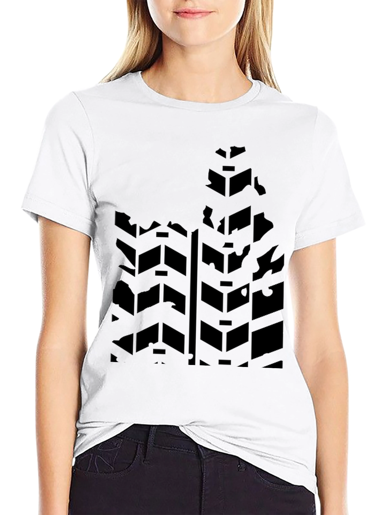 Black Tire Track Graphic T-Shirt