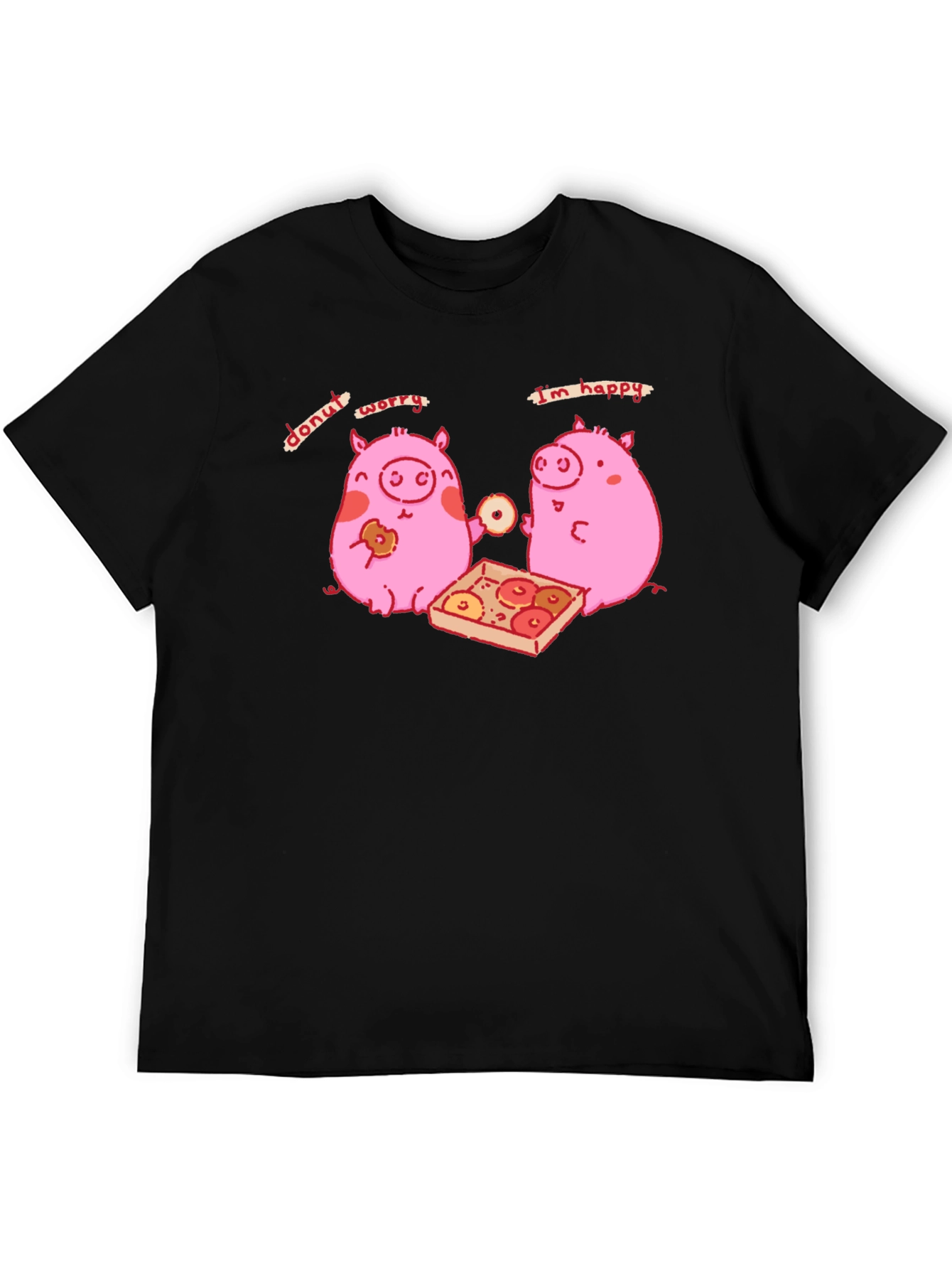 Donut Worry Im Happy Pig Graphic Tee