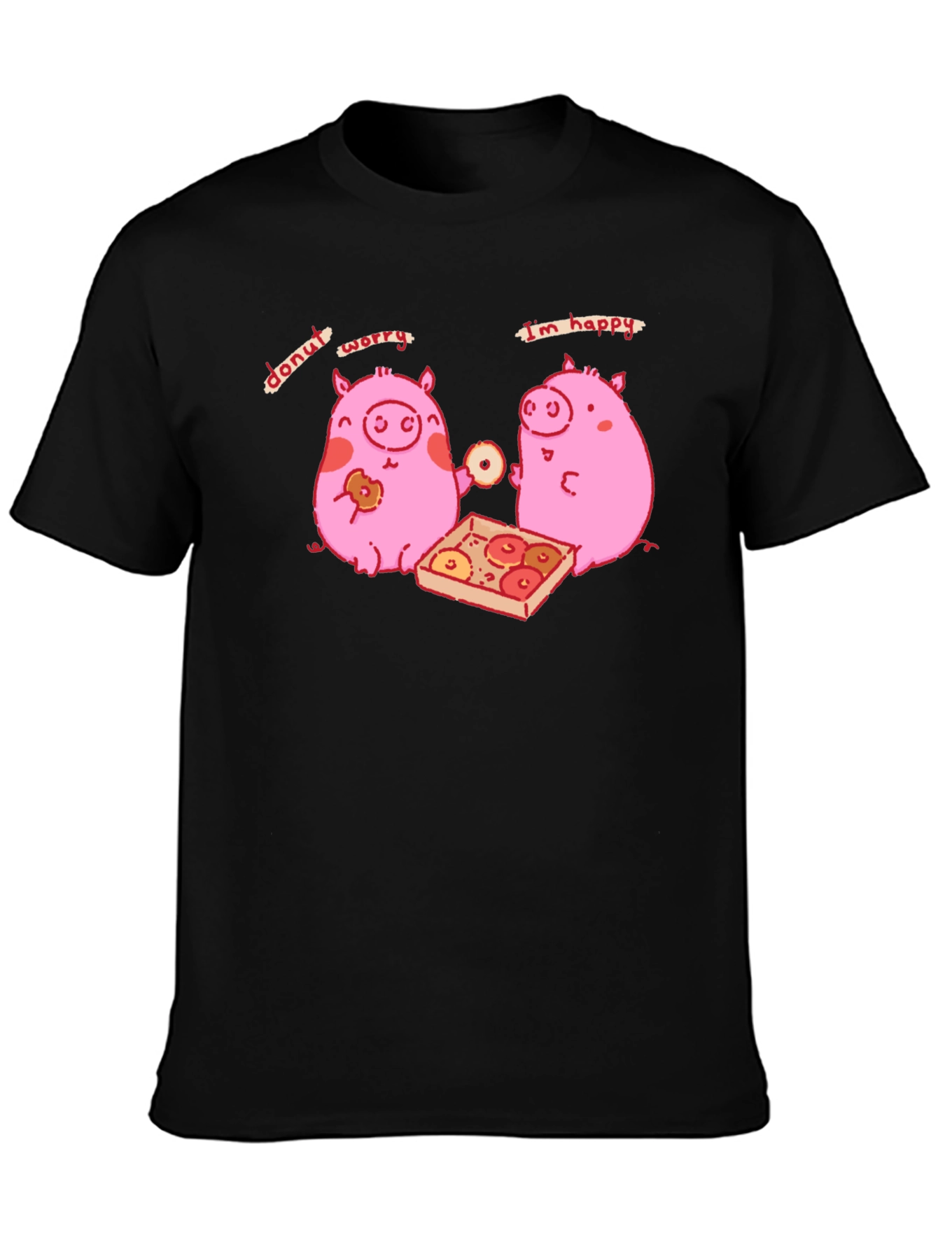Donut Worry Im Happy Pig Graphic Tee