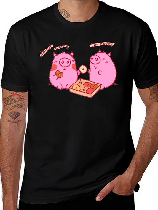 Donut Worry Im Happy Pig Graphic Tee